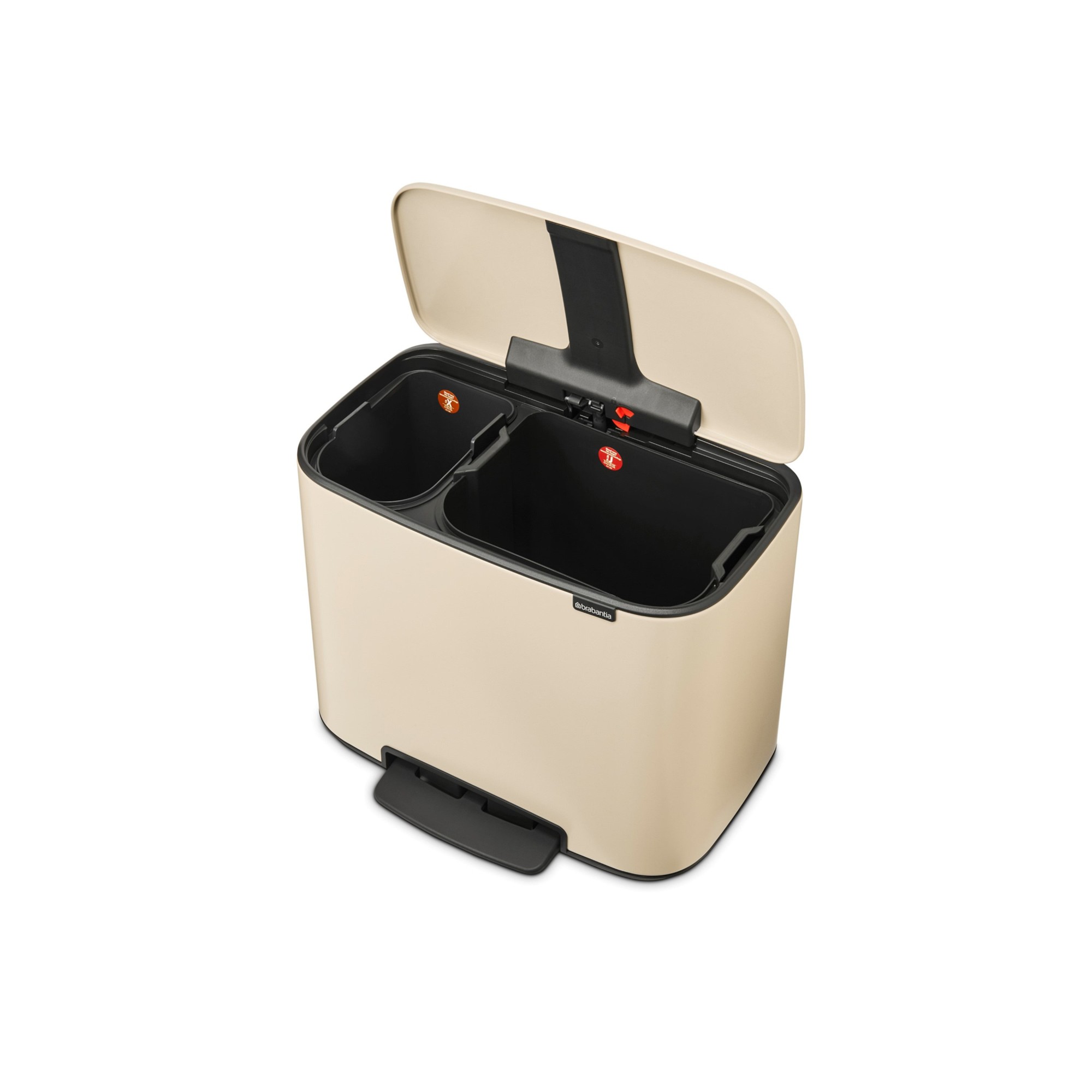 Brabantia Bo Step On Dual Compartment Recycling Trash Can, 3 + 6 Gallon