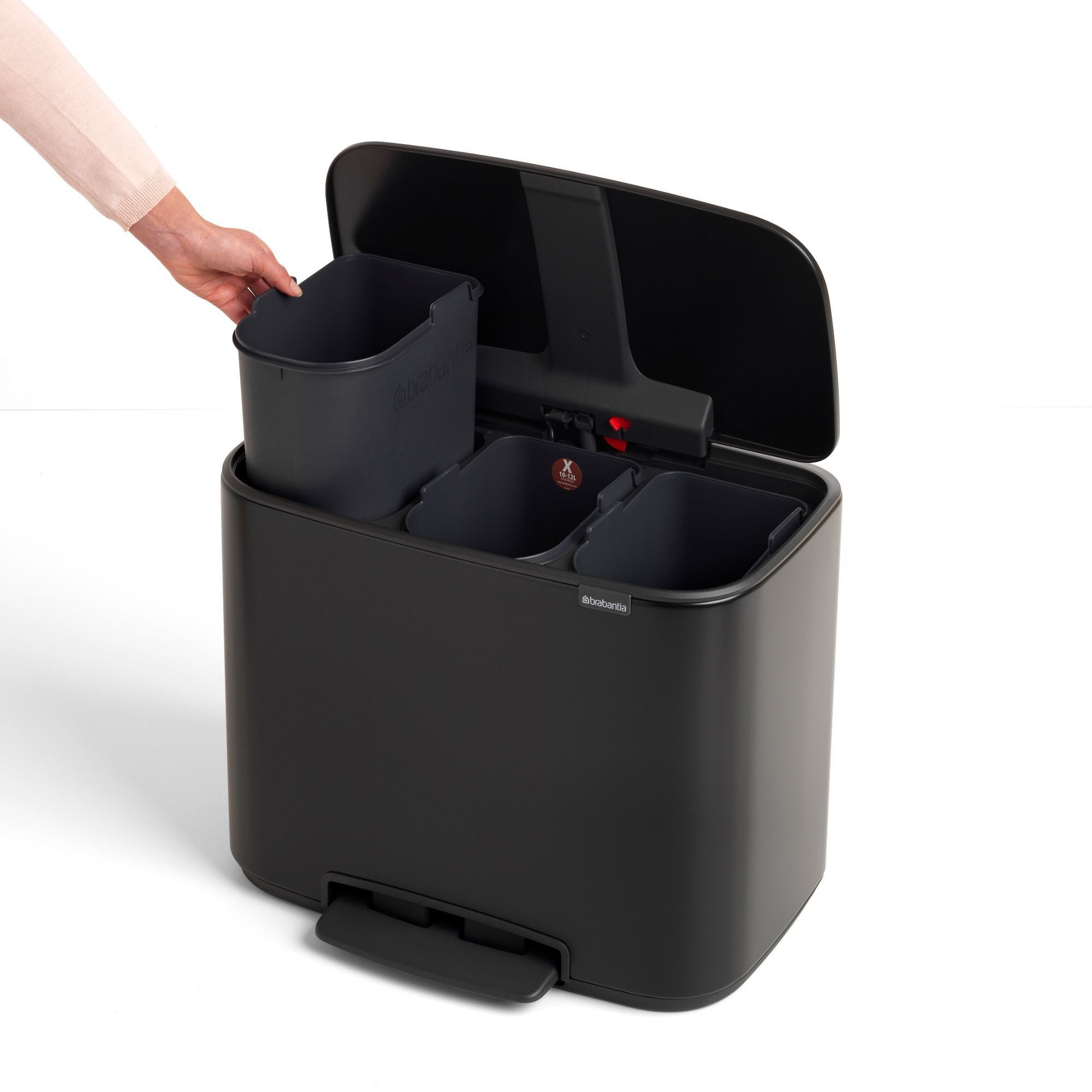 Brabantia Bo Step On Multi Compartment Recycling Trash Can, 3 x 3 Gallon