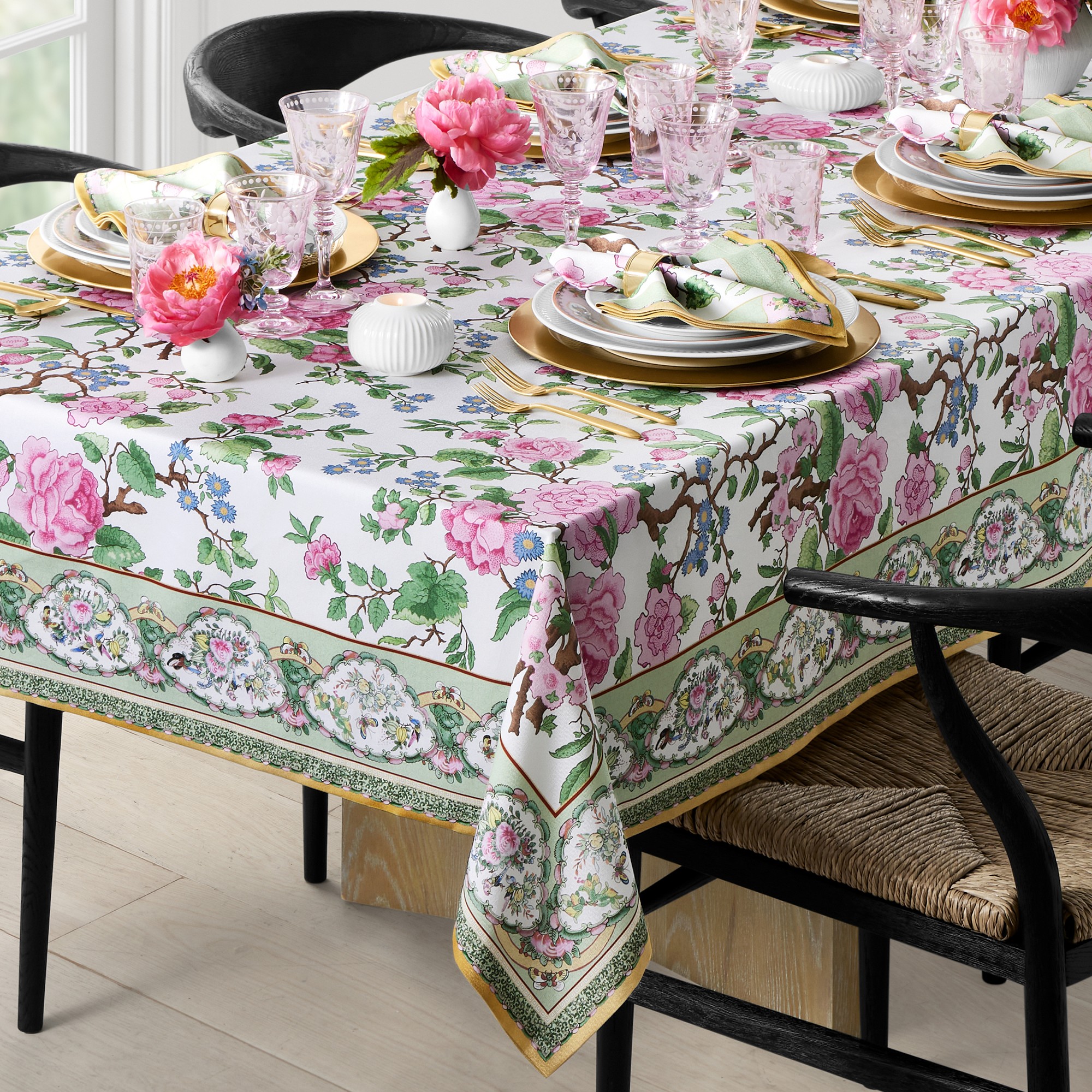 Canton Rose Floral Tablecloth