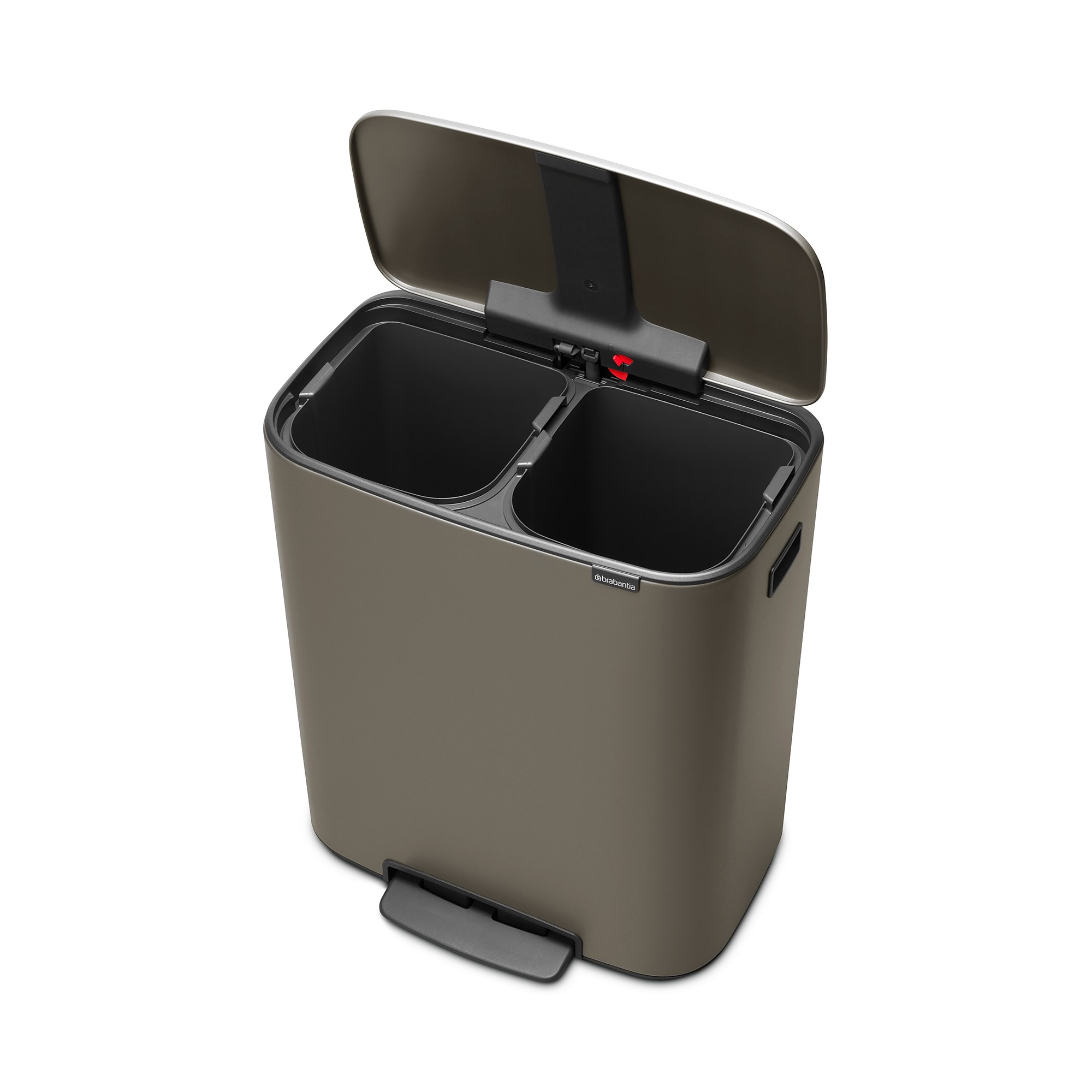 Brabantia Bo Step On Dual Compartment Recycling Trash Can, 2 x 8 Gallon