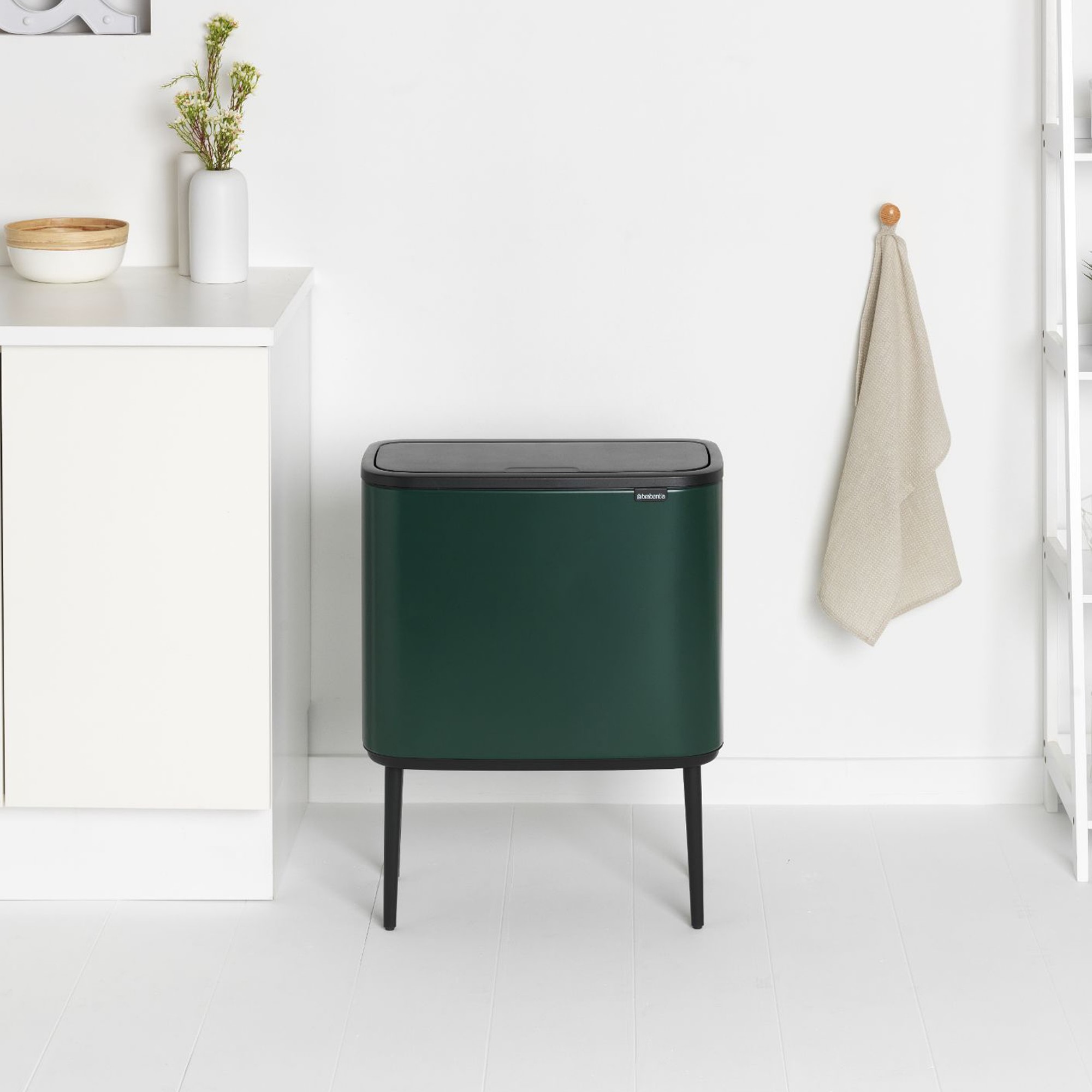 Brabantia Bo Touch Top Multi Compartment Recycling Trash Can, 3 x 3 Gallon