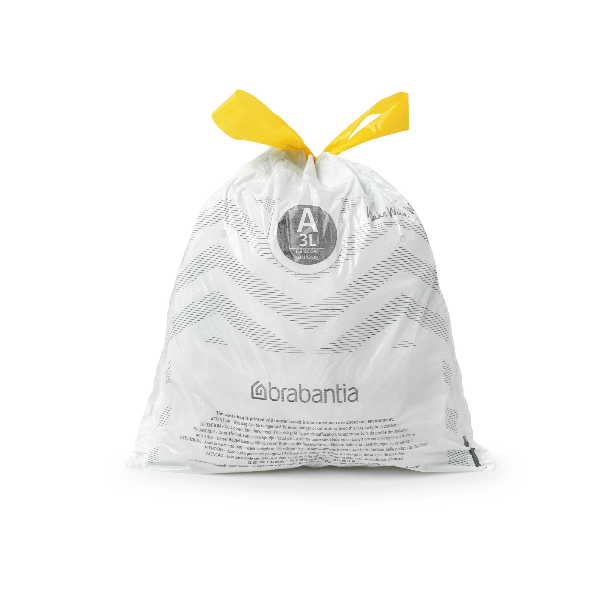 Brabantia PerfectFit Trash Bags, Code A, 0.8 Gallon (3L), 200-Count