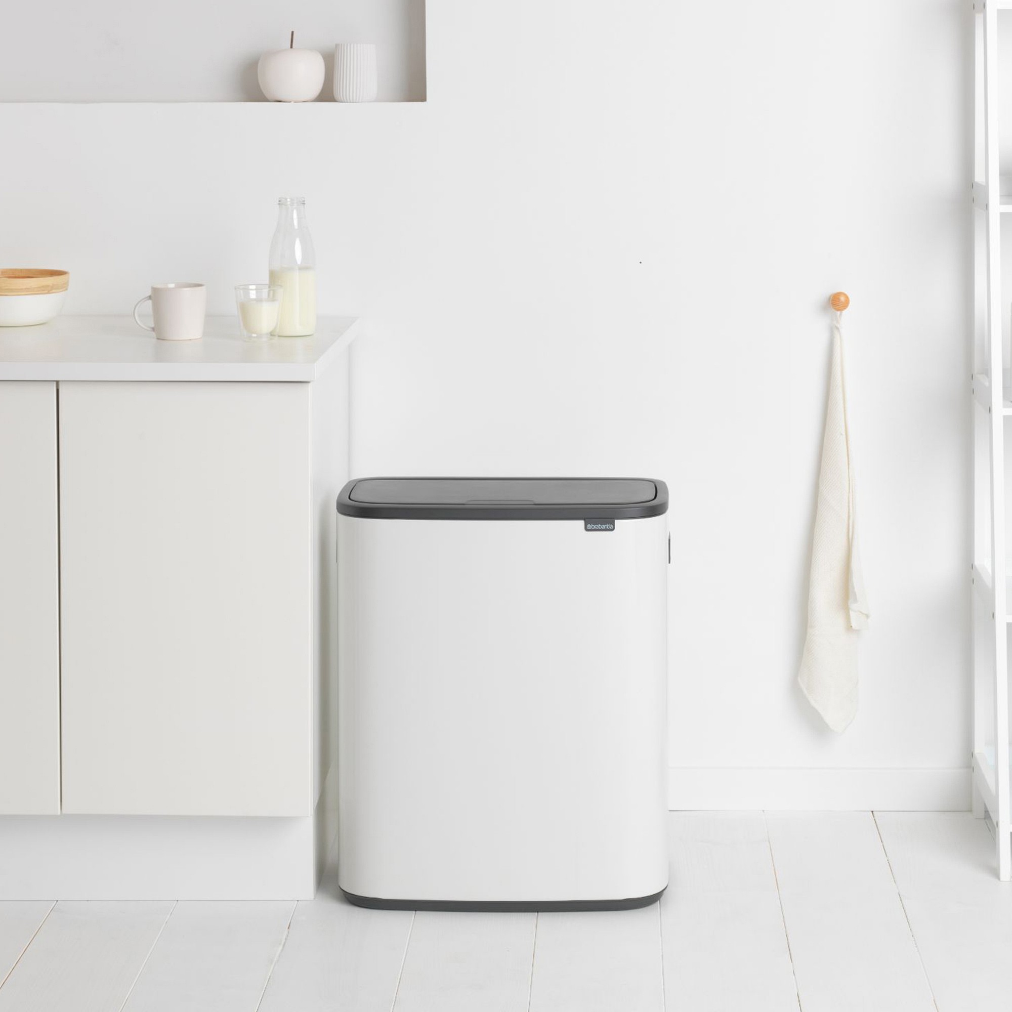 Brabantia Bo Step On Dual Compartment Recycling Trash Can, 2 x 8 Gallon