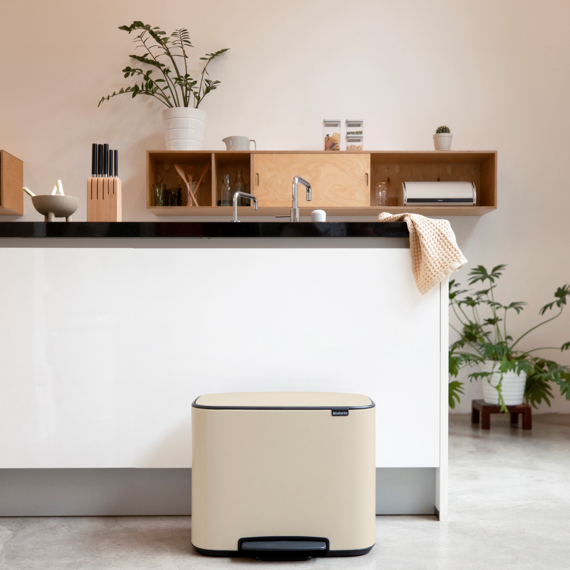 Brabantia Bo Step On Dual Compartment Recycling Trash Can, 3 + 6 Gallon