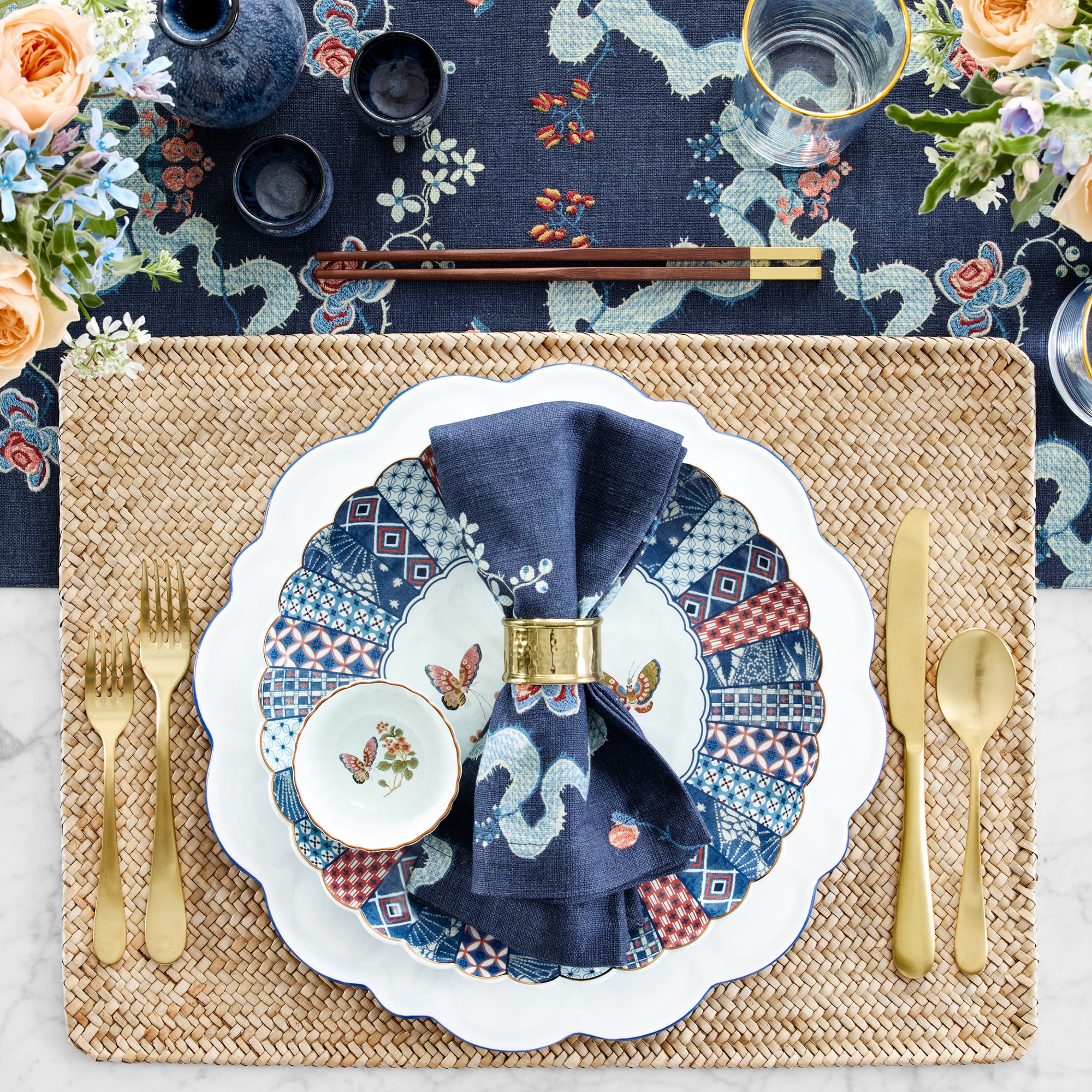 Embroidered Blossom Napkins, Set of 4