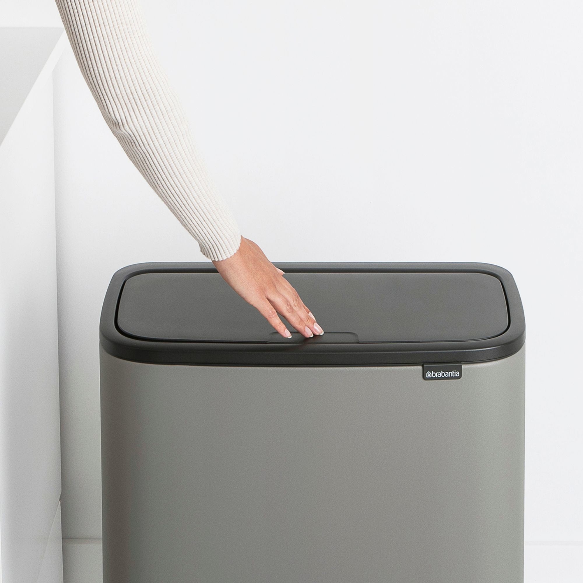 Brabantia Bo Touch Top Multi Compartment Recycling Trash Can, 3 x 3 Gallon