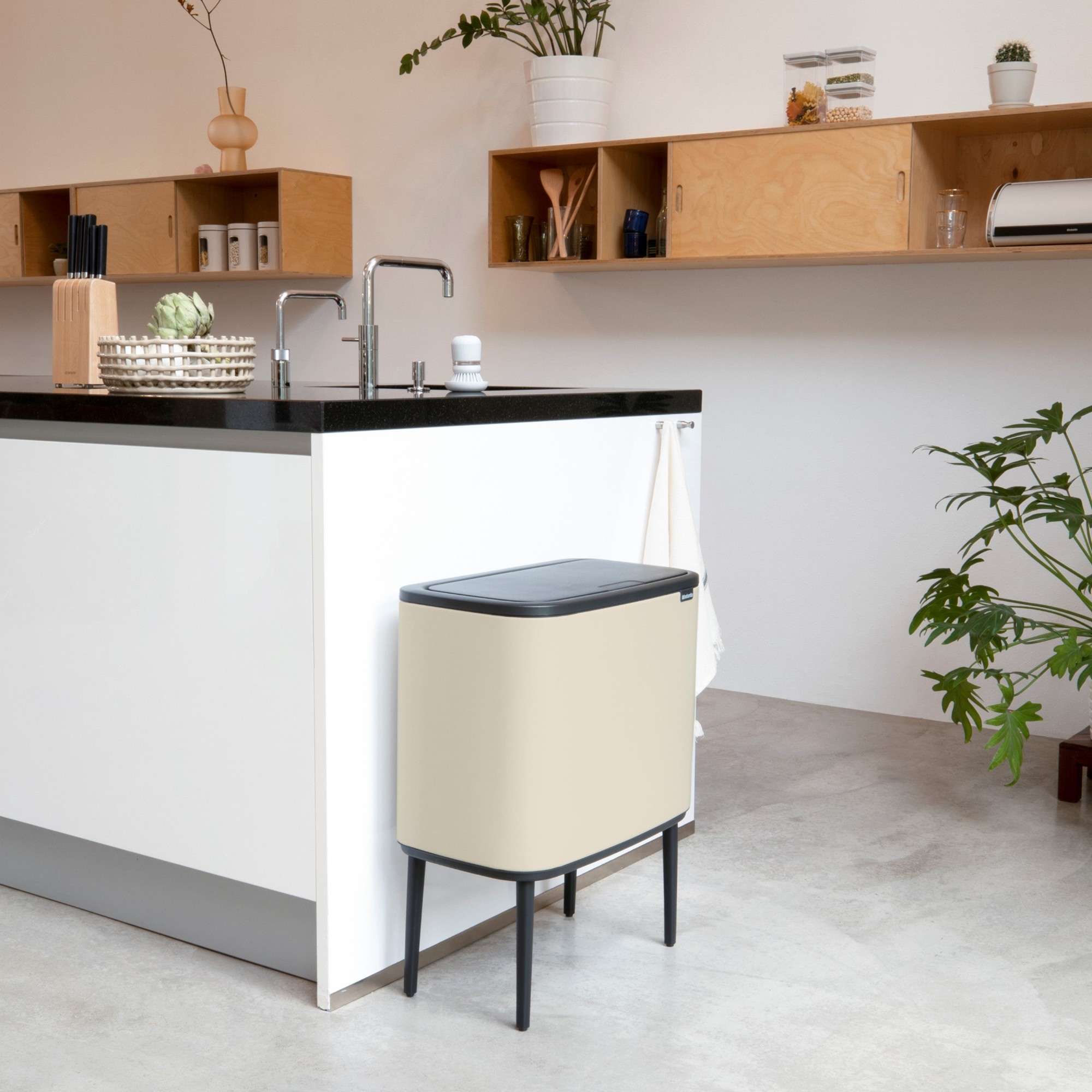 Brabantia Bo Touch Top Multi Compartment Recycling Trash Can, 3 x 3 Gallon