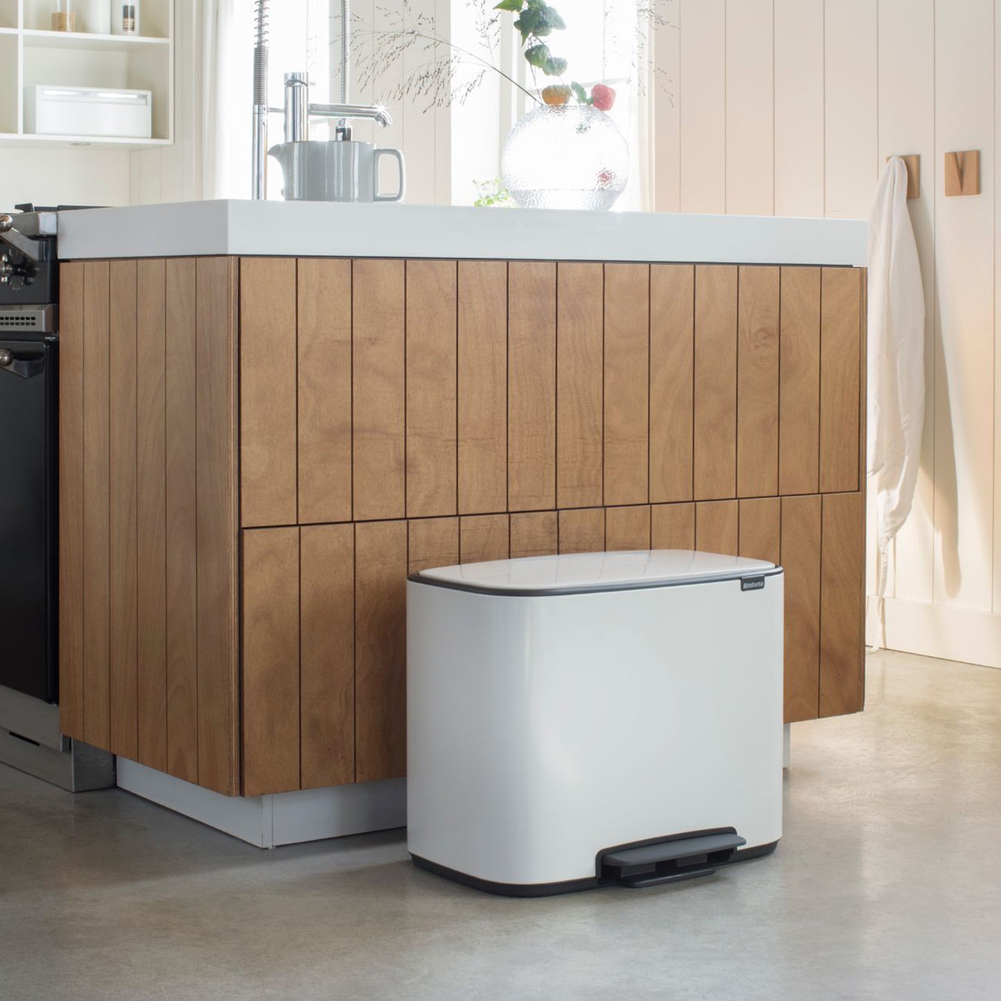 Brabantia Bo Step On Multi Compartment Recycling Trash Can, 3 x 3 Gallon