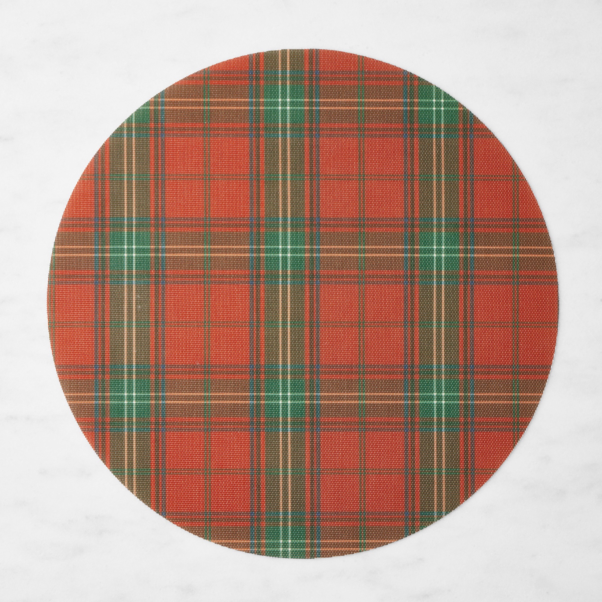 Chilewich Basketweave Round Tartan Placemats