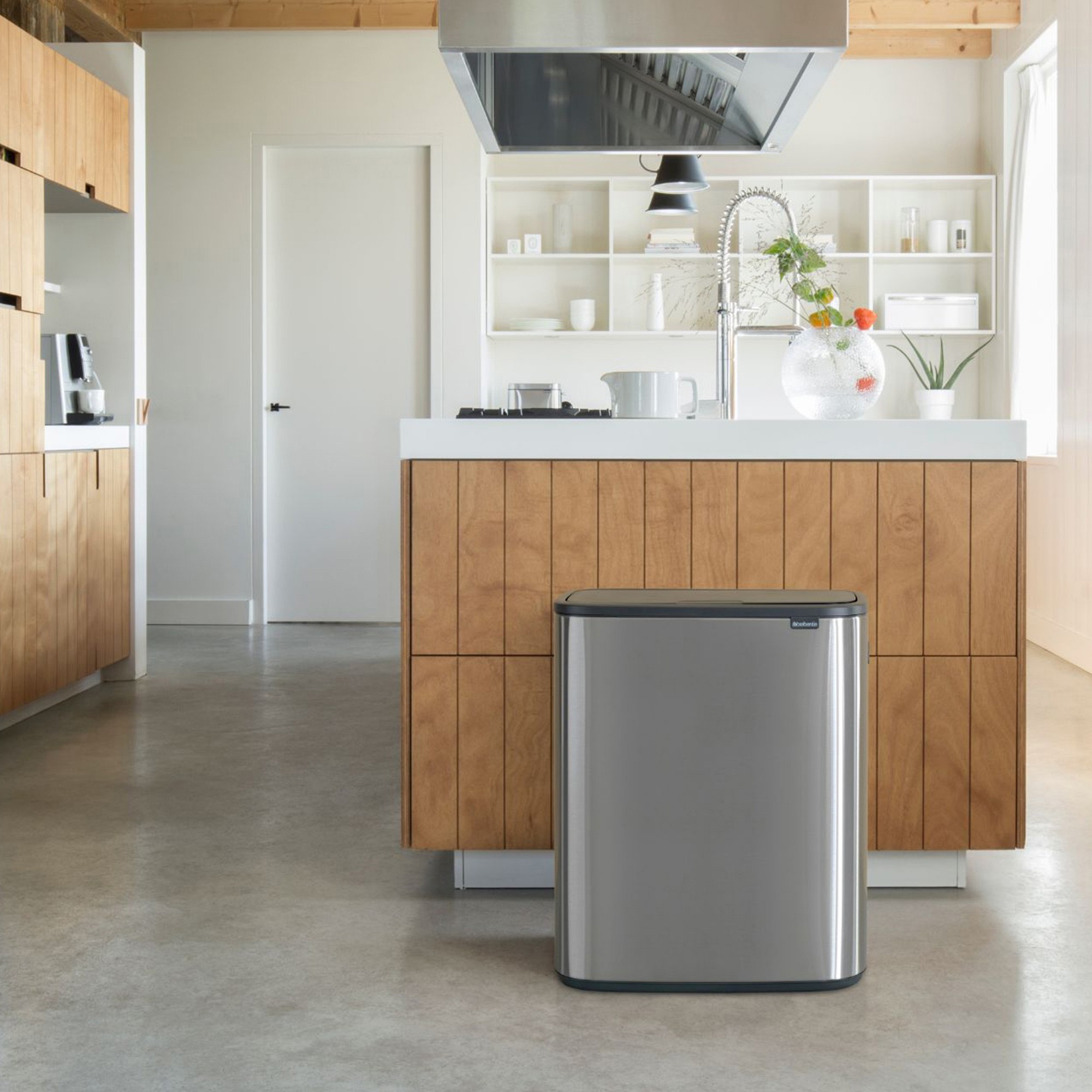 Brabantia Bo Touch Top Dual Compartment Recycling Trash Can, 2 x 8 Gallon