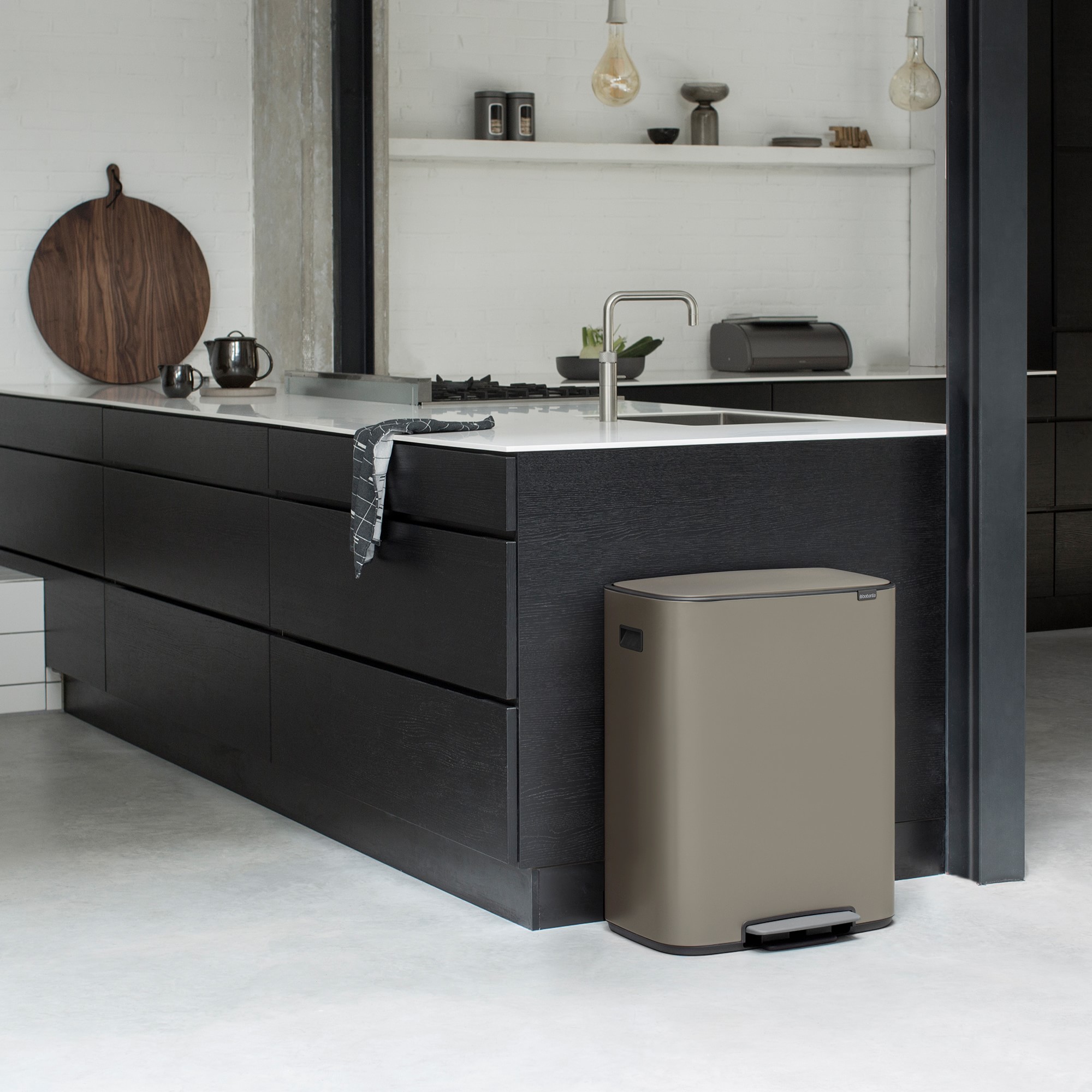 Brabantia Bo Step On Dual Compartment Recycling Trash Can, 2 x 8 Gallon