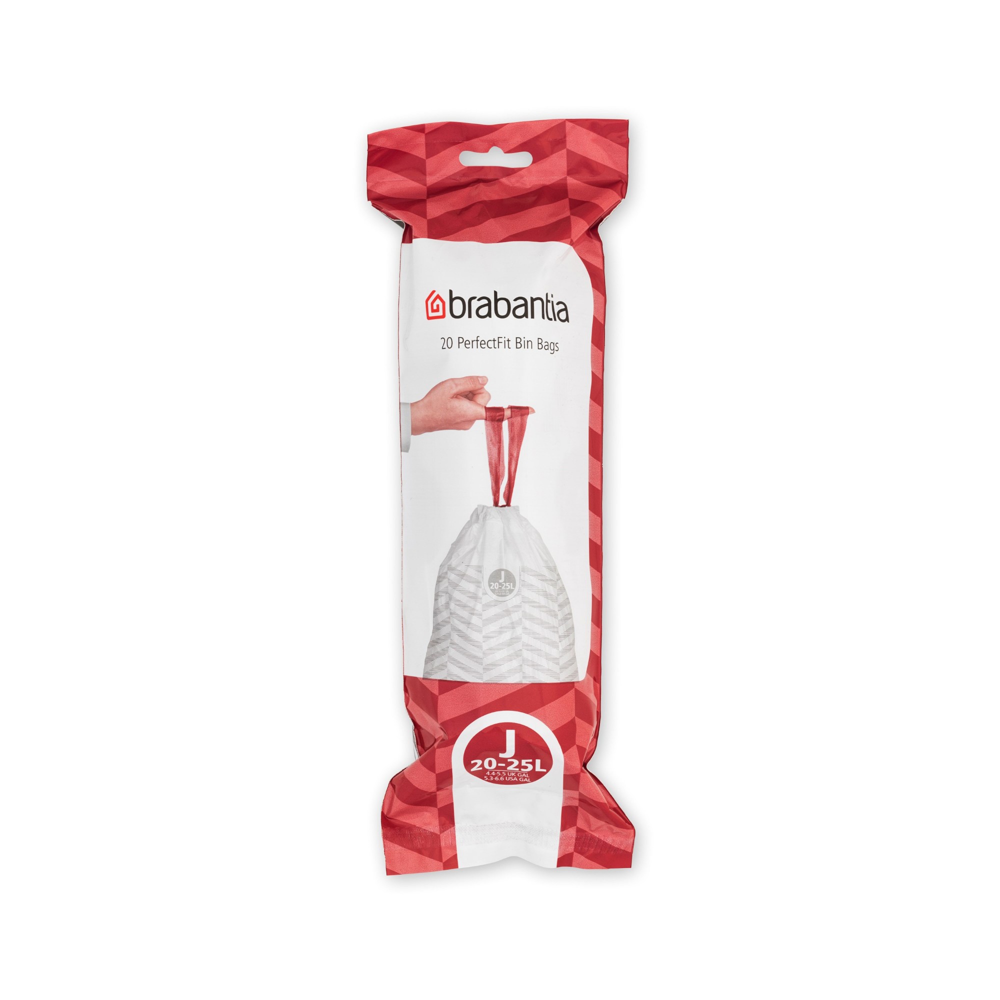 Brabantia PerfectFit Trash Bags, Code J, 5.3-6.6 Gallon (20-25L), 120-Count