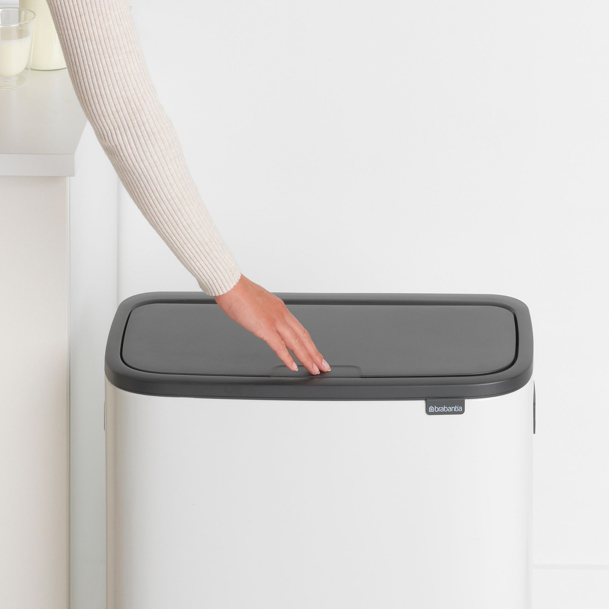 Brabantia Bo Step On Dual Compartment Recycling Trash Can, 2 x 8 Gallon