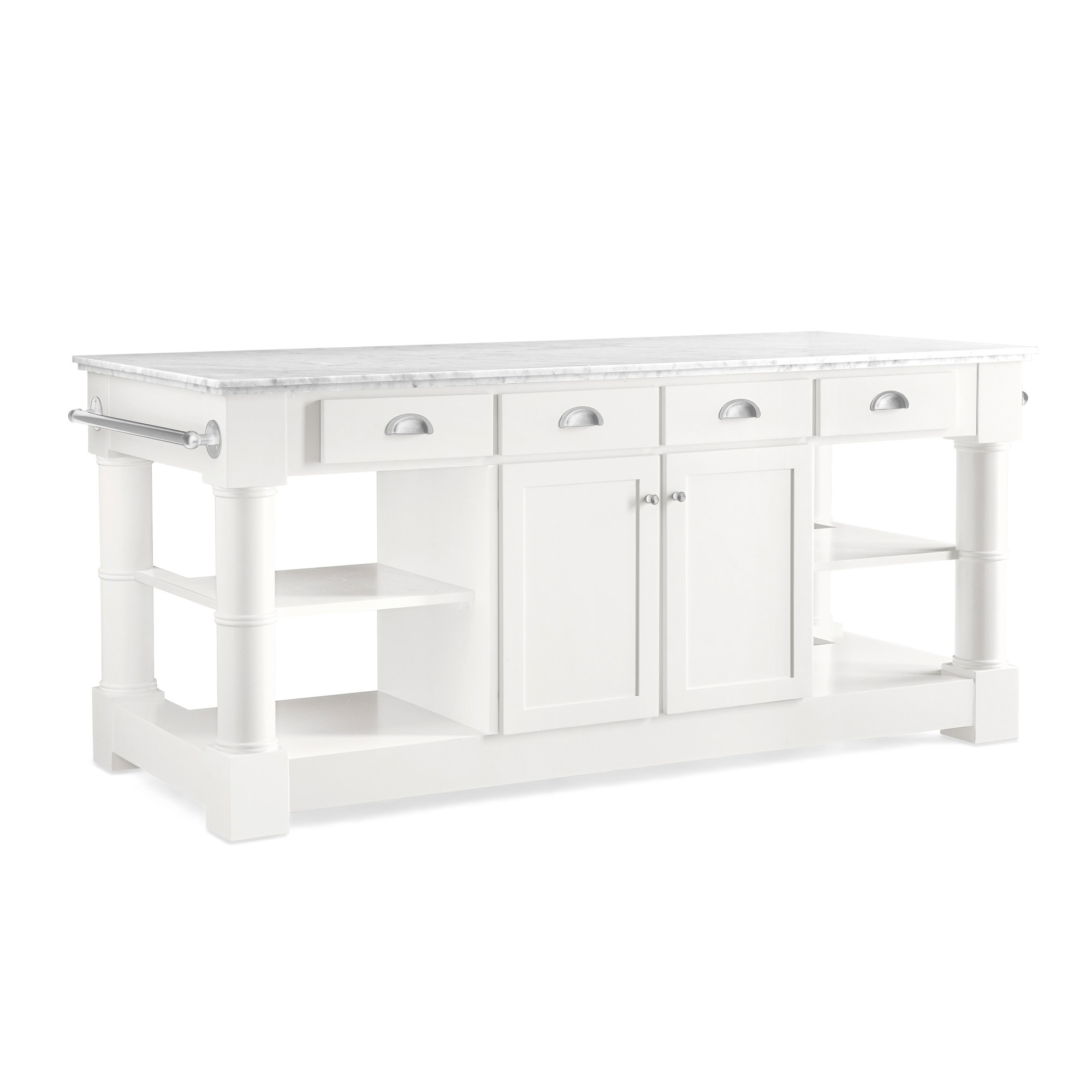 Barrelson Kitchen Island with Marble Top, Polished Nickel (84)