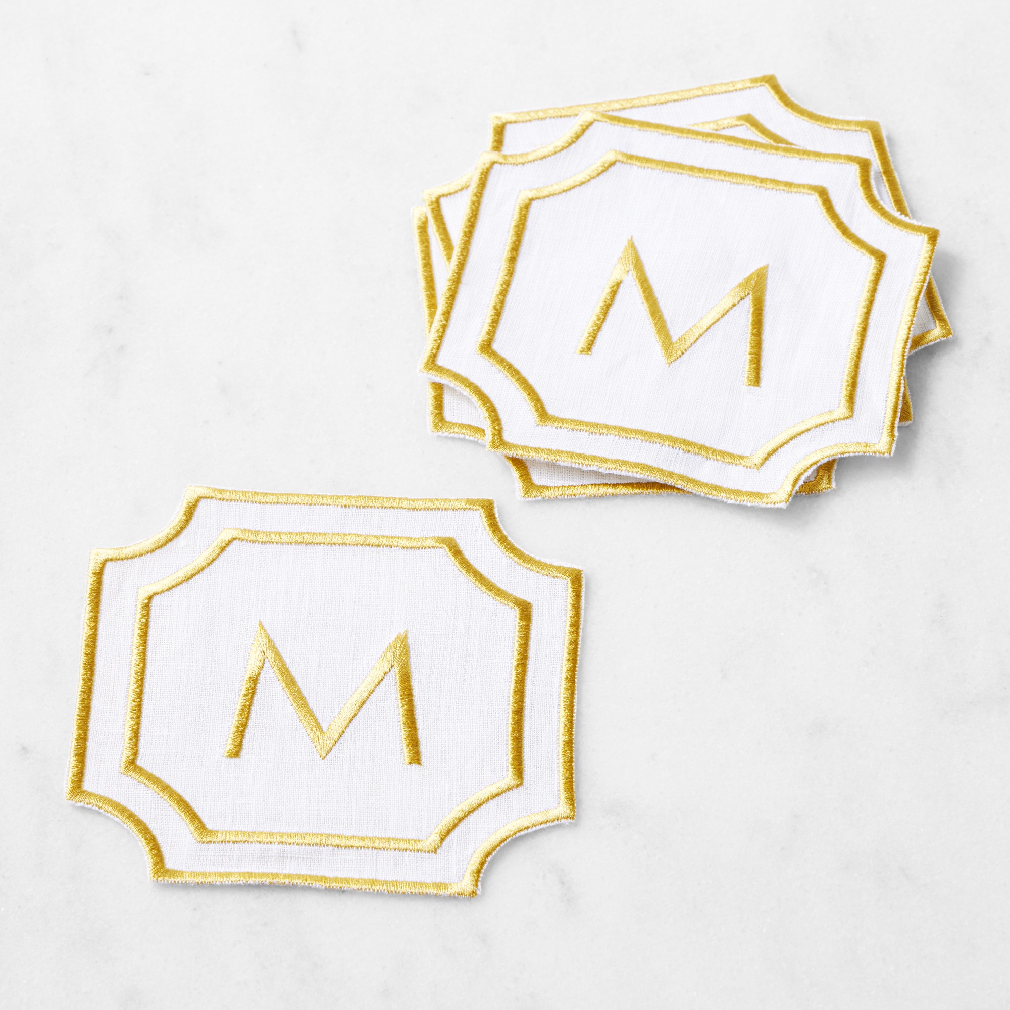 Cartouche Monogram Coasters, Set of 4
