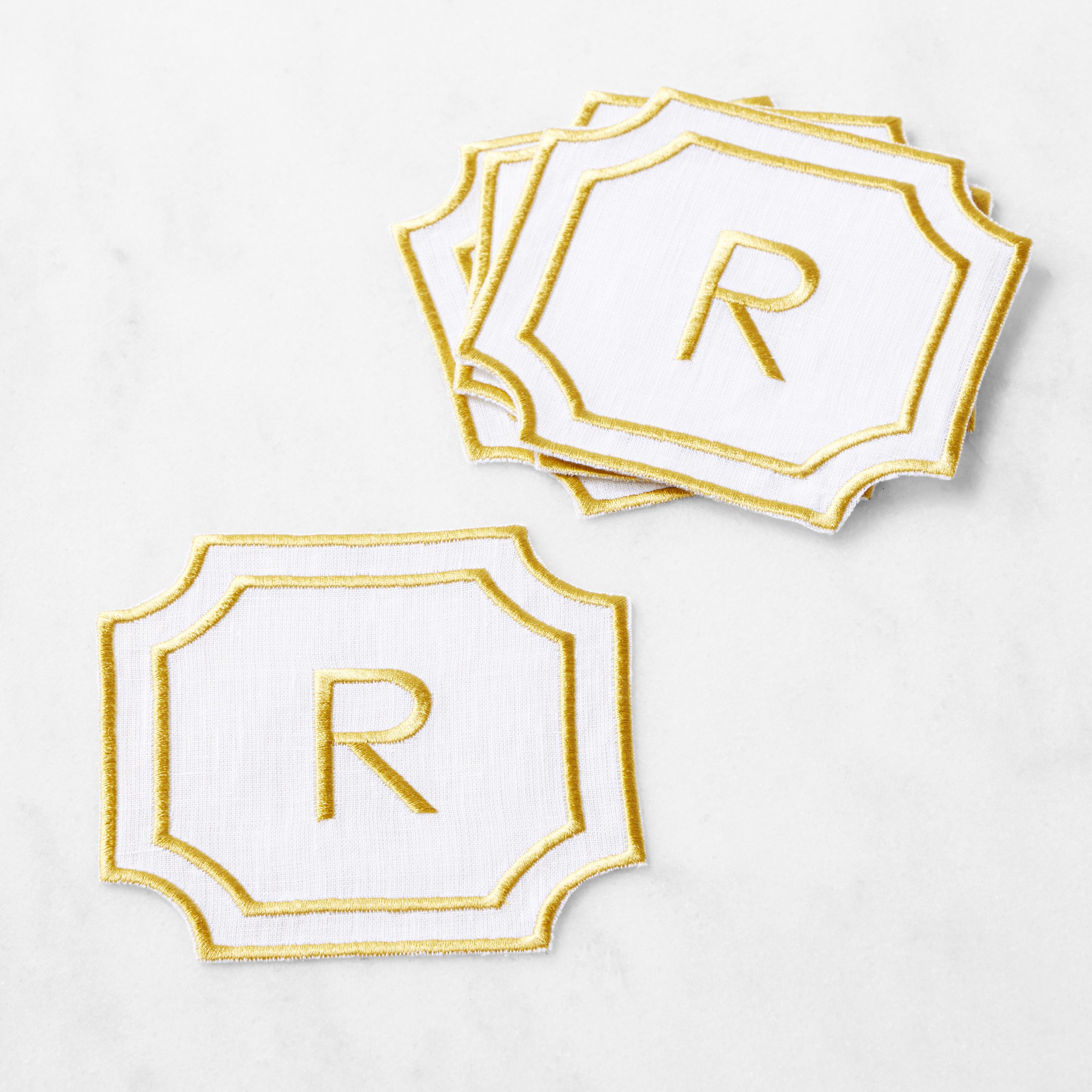 Cartouche Monogram Coasters, Set of 4