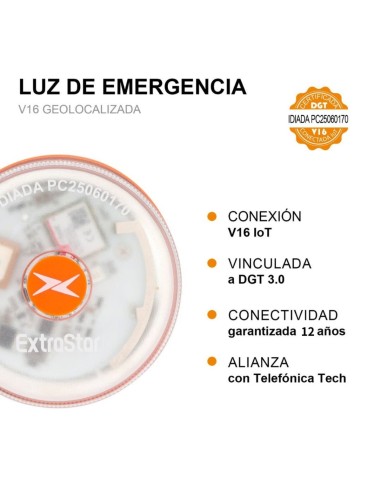 Baliza V16 con geolocalización 3.0 aprobada por la DGT, plan de datos incluido hasta 2038, base magnética IP54 resistente al agua, visible 360º, cumple normativa 2026, luz LED coche obligatoria para señalizar averías