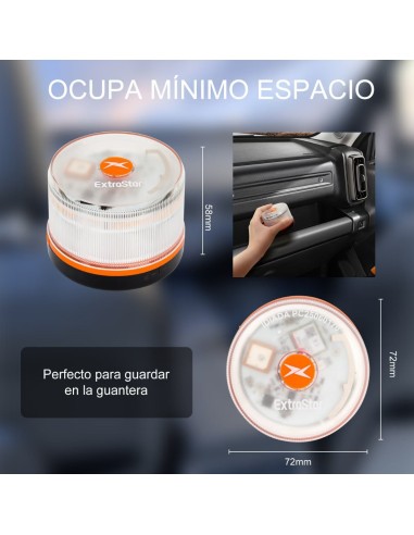 Baliza V16 con geolocalización 3.0 aprobada por la DGT, plan de datos incluido hasta 2038, base magnética IP54 resistente al agua, visible 360º, cumple normativa 2026, luz LED coche obligatoria para señalizar averías
