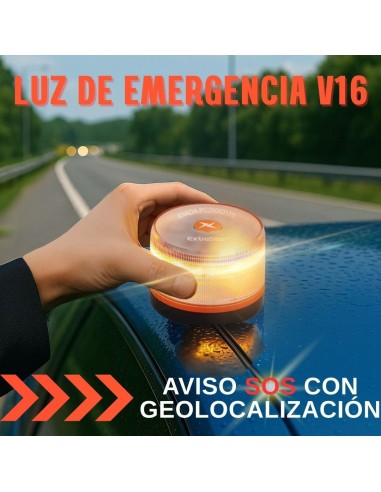 Baliza V16 con geolocalización 3.0 aprobada por la DGT, plan de datos incluido hasta 2038, base magnética IP54 resistente al agua, visible 360º, cumple normativa 2026, luz LED coche obligatoria para señalizar averías
