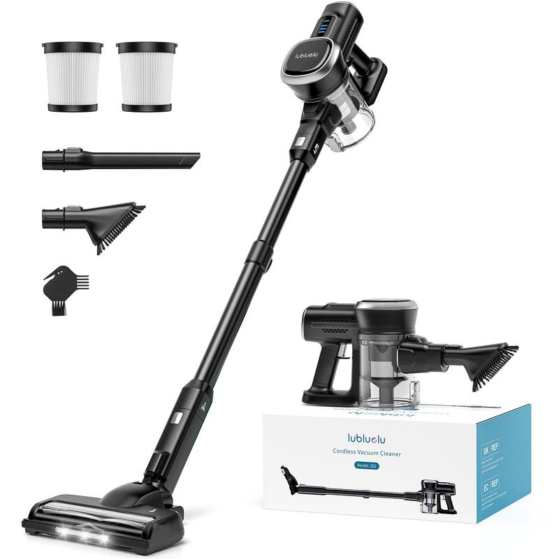 BlackFriday Lubluelu-Cordless Self-Standing Vacuum Cleaner, 25KPa leistungsstarke Saugkraft, 220W Stick Hoover für Tierhaare, Hartböden und Teppiche, 450 ml Mülleimer