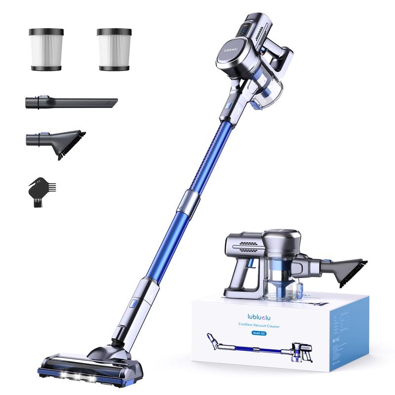 BlackFriday Lubluelu-Cordless Self-Standing Vacuum Cleaner, 25KPa leistungsstarke Saugkraft, 220W Stick Hoover für Tierhaare, Hartböden und Teppiche, 450 ml Mülleimer