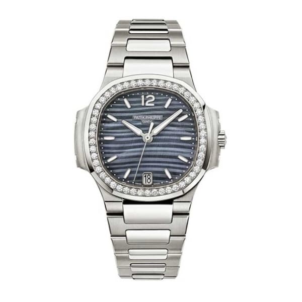 Patek Philippe Nautilus Blue Tinted Mother Of Pearl Dial Automatic Ladies Diamond Watch 7018/1A-010