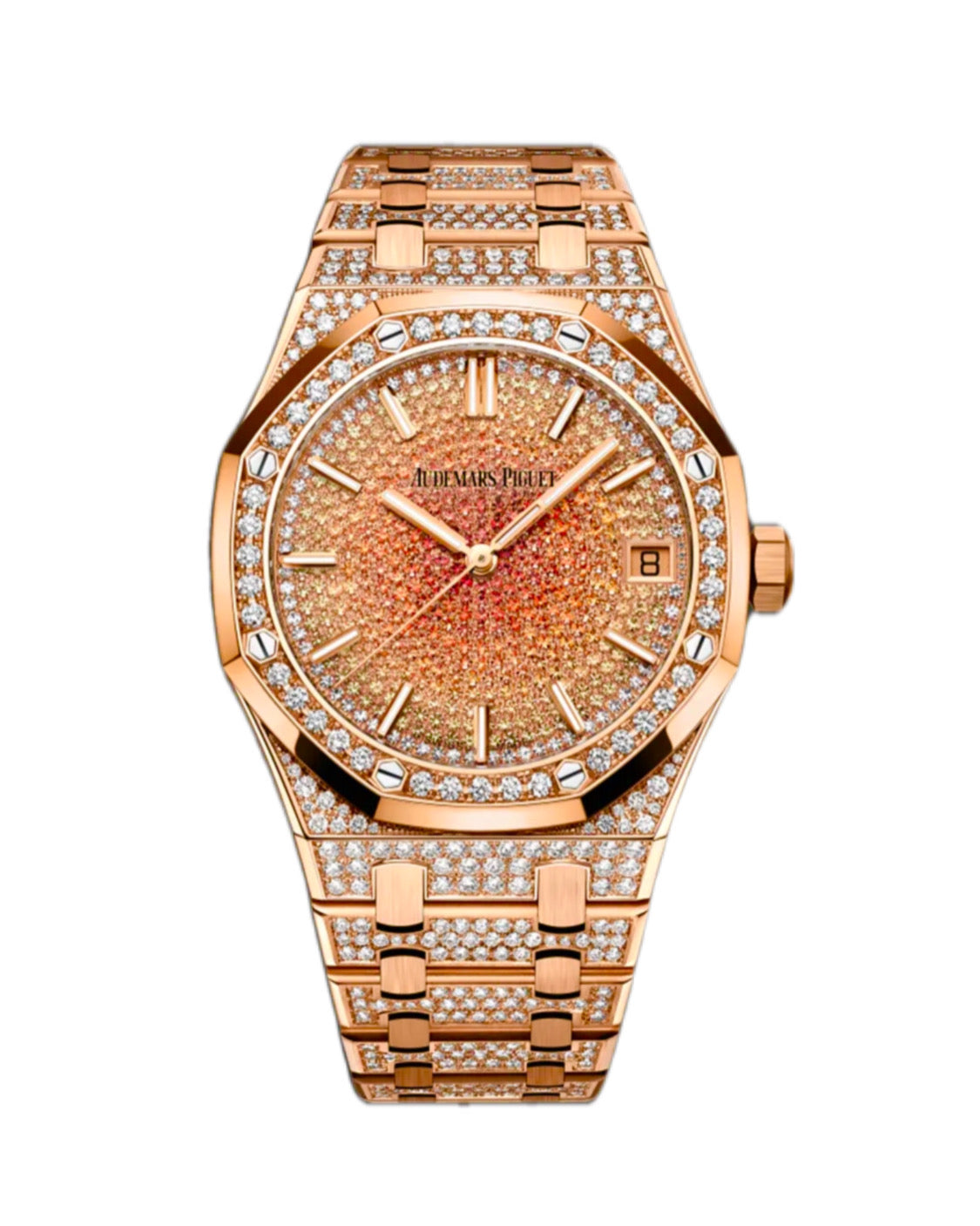 Audemars Piguet Royal Oak Selfwinding Iced Out 18k Rose Gold Custom Diamond Watch