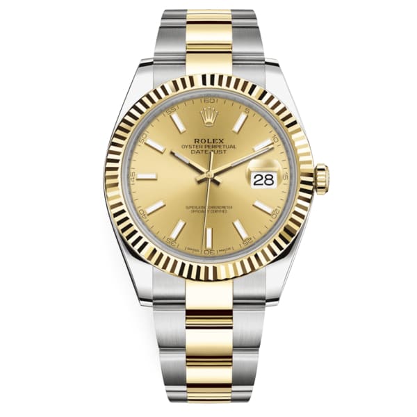 Rolex Oyster Perpetual Datejust 41 Watch Champagne dial, Two-tone, Fluted Bezel 126333-0009
