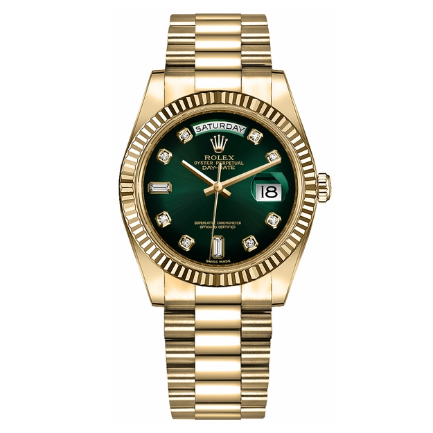 Rolex Day-Date 36 Green Diamond Dial Watch 128238