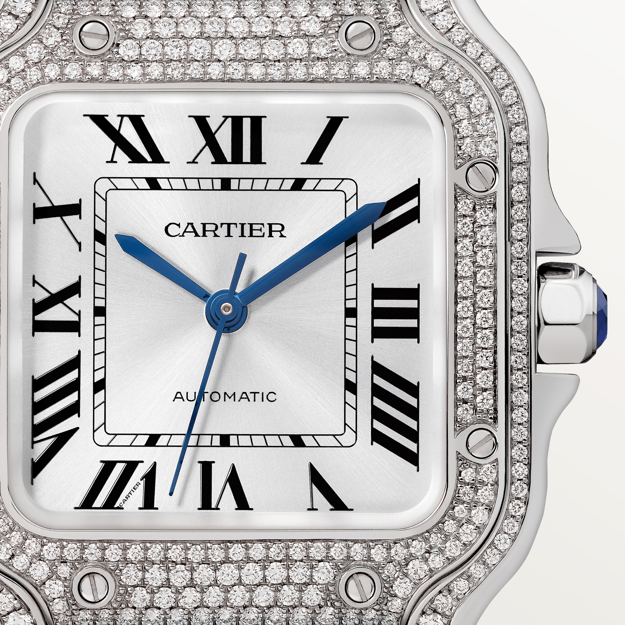 Cartier Santos 18K White Gold & Diamonds Unisex Watch, WJSA0014