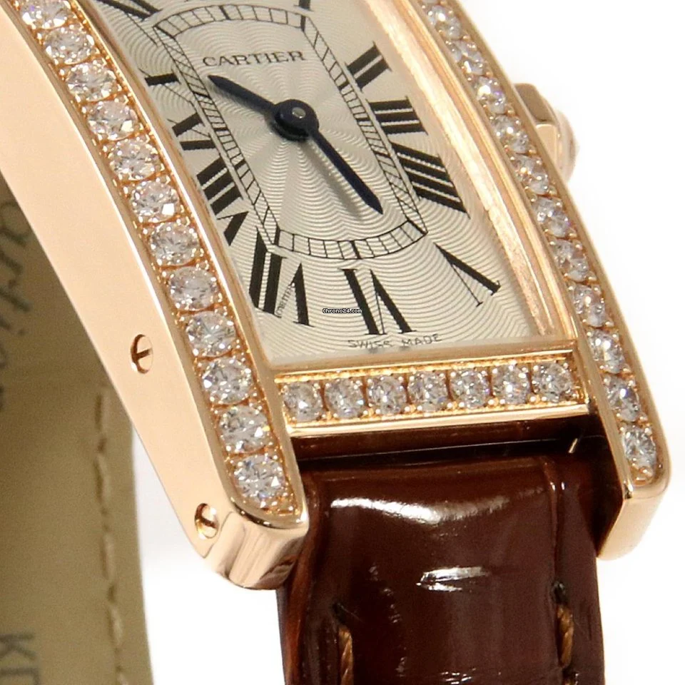 Cartier Tank Américaine Small Model 18K Rose Gold & Diamonds Ladies Watch, WJTA0028