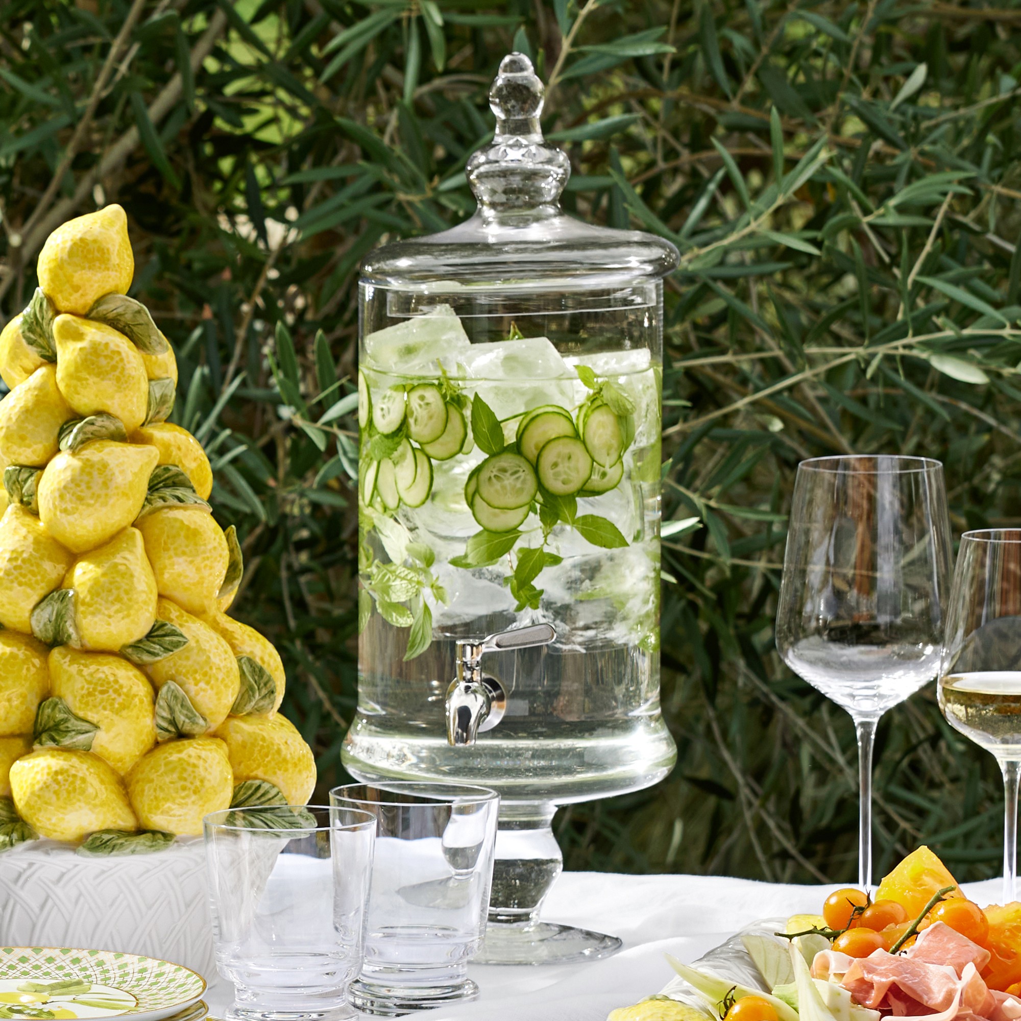 Glass Footed Beverage Dispenser