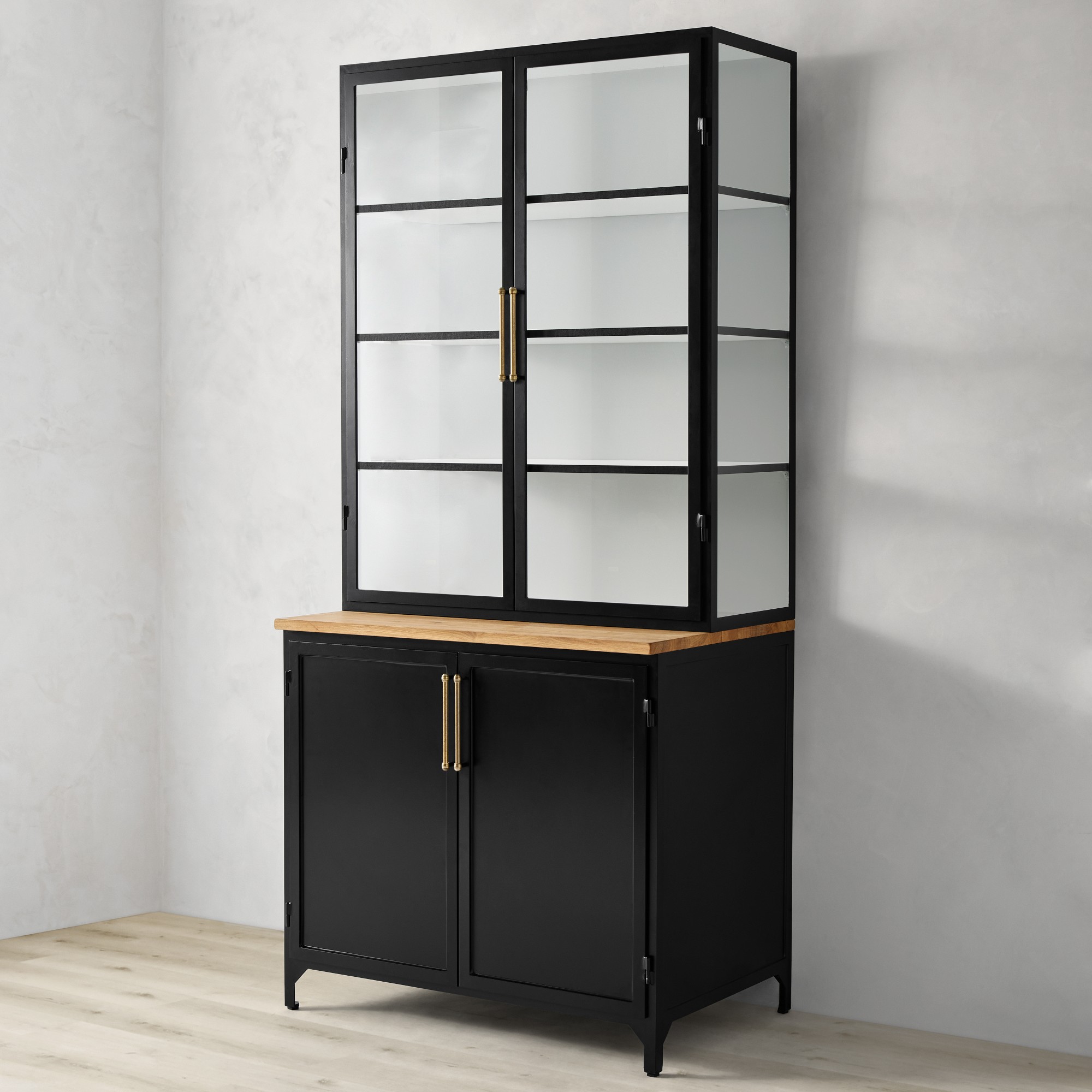 Colt 2- Door Glass Storage Cabinet with Counter (40