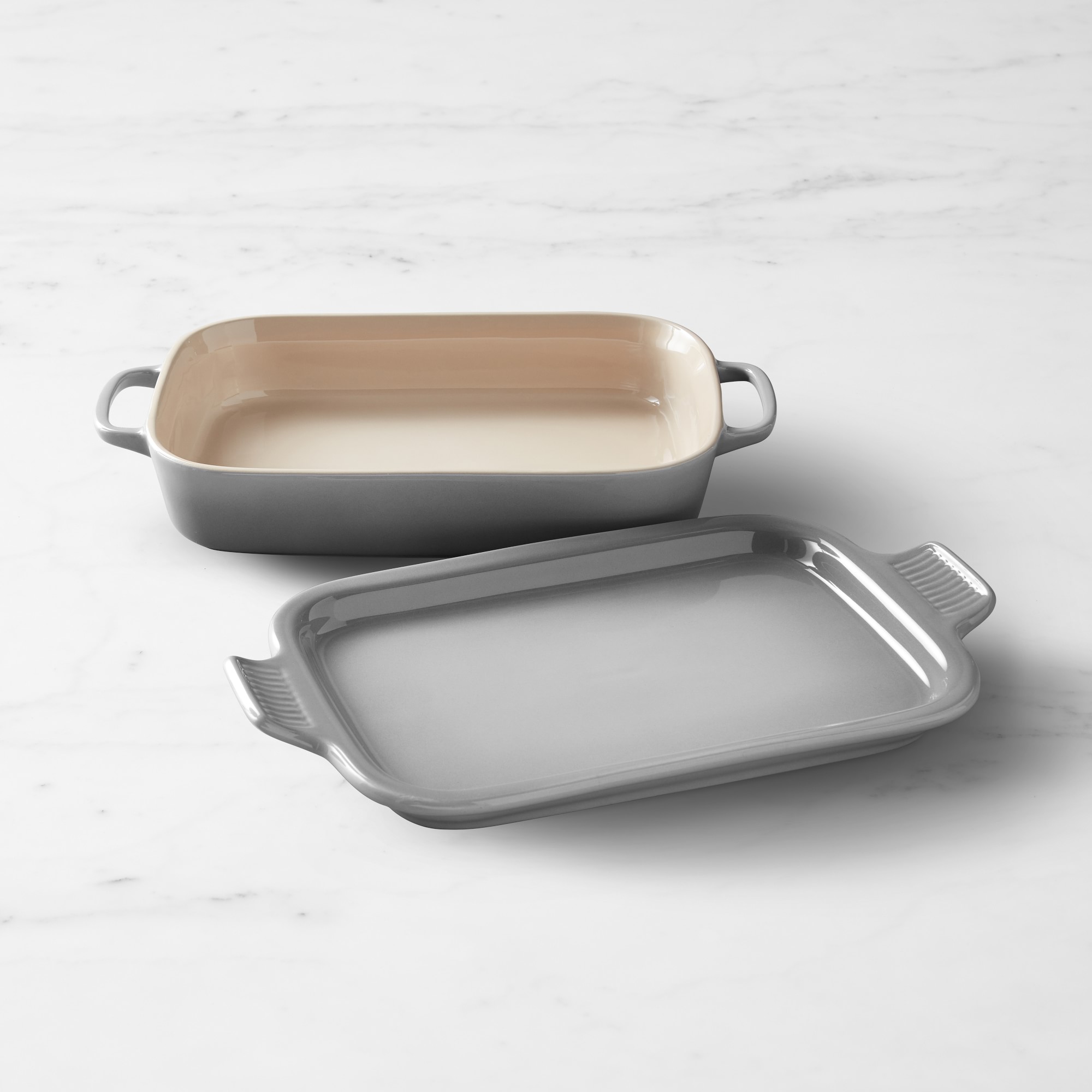 Le Creuset Stoneware Rectangular Baker with Platter Lid, 2 3/4 Qt.