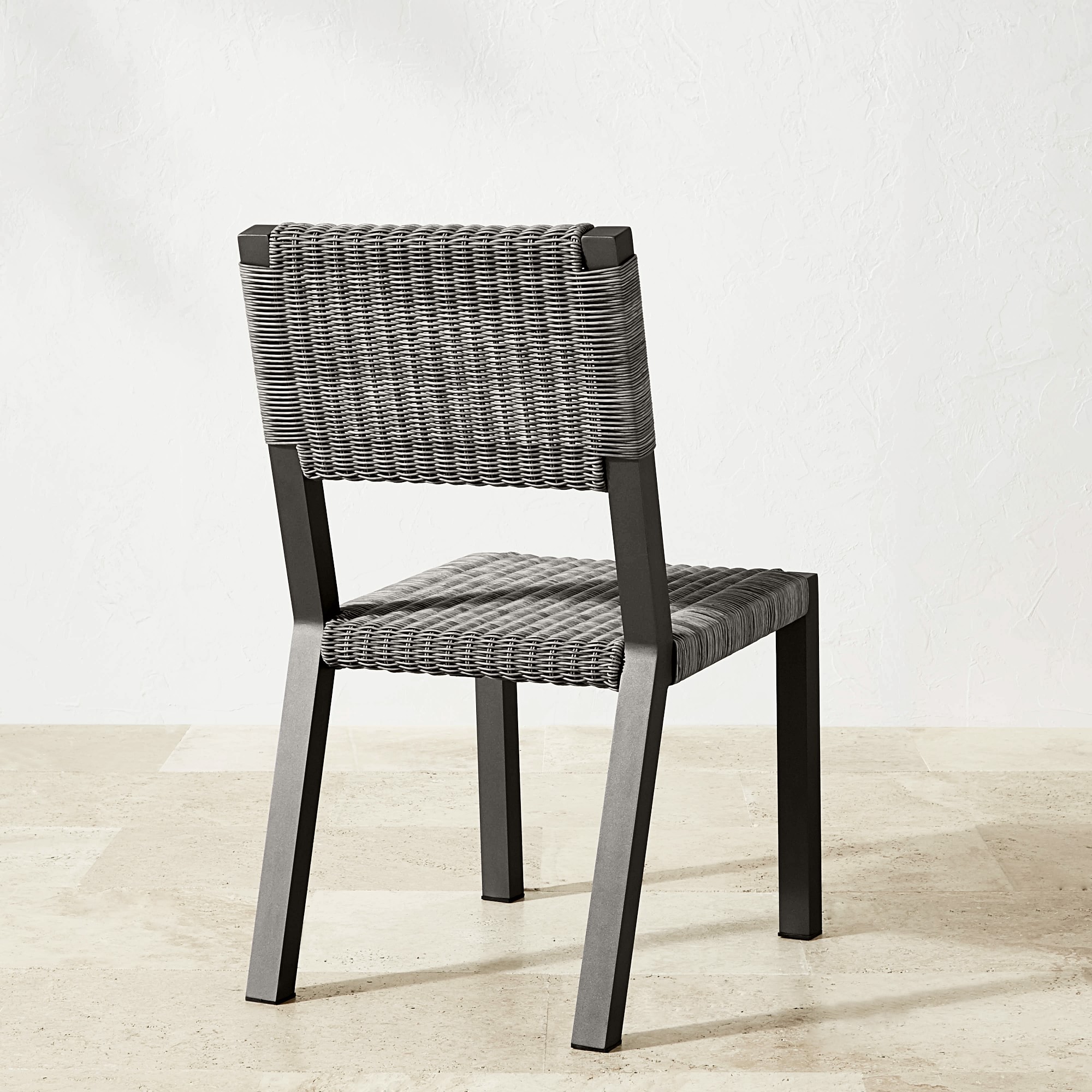 Larnaca Outdoor Slate Grey Metal x All-Weather Weave Dining Side Chair