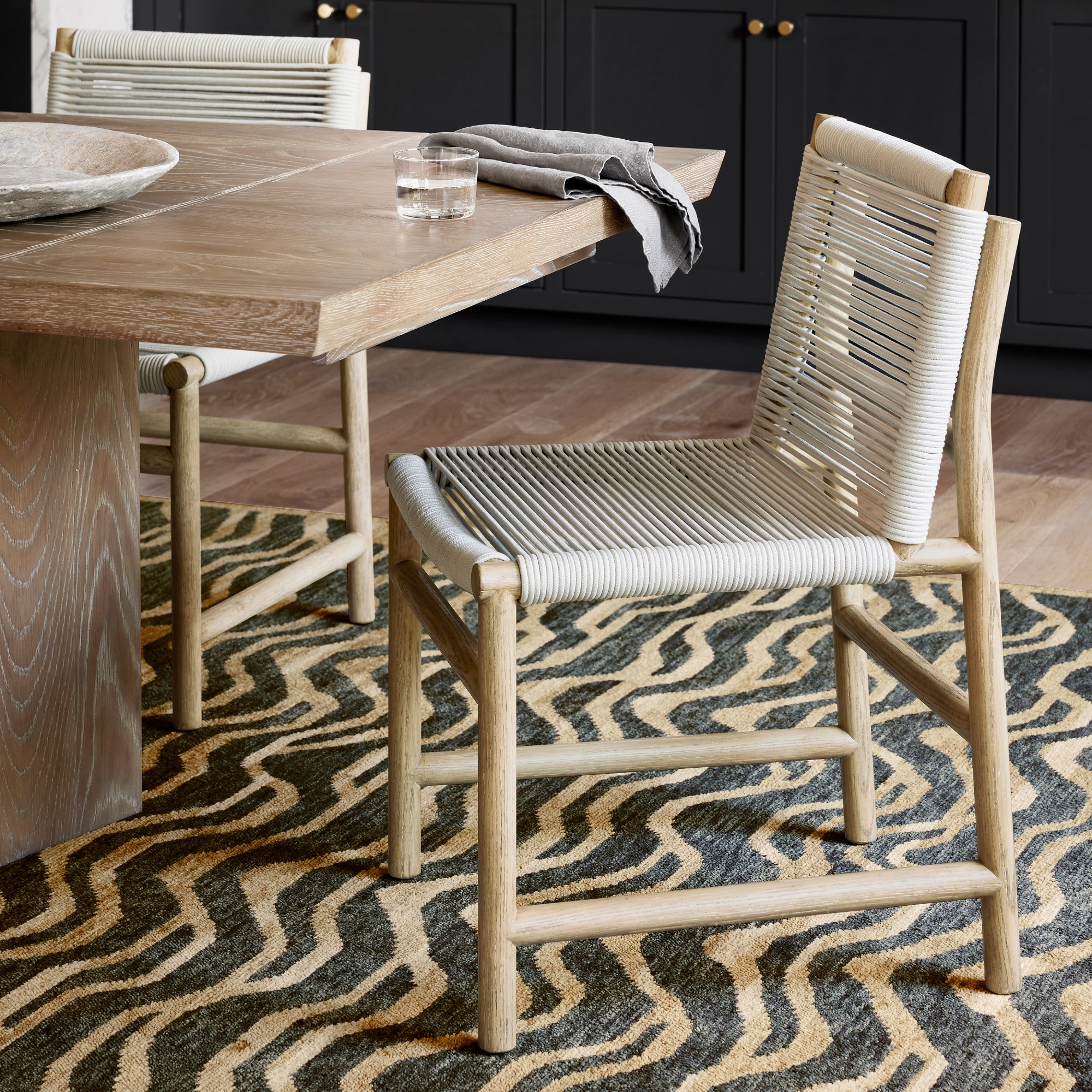 Knife Edge Extendable Rectangular Dining Table, Cerused Heritage Gray (96