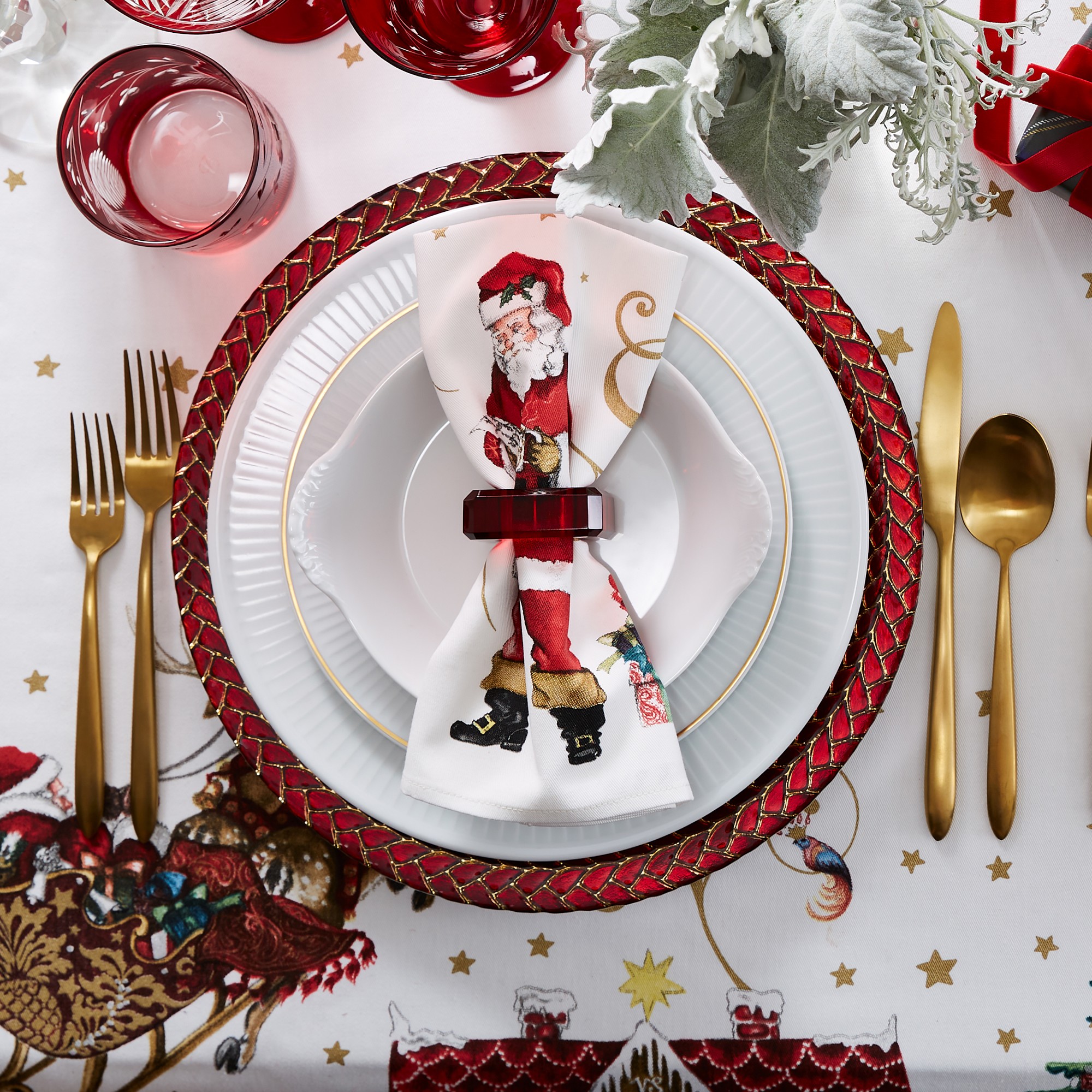 Pillivuyt Plisse Gold Porcelain Salad Plates, Set of 4