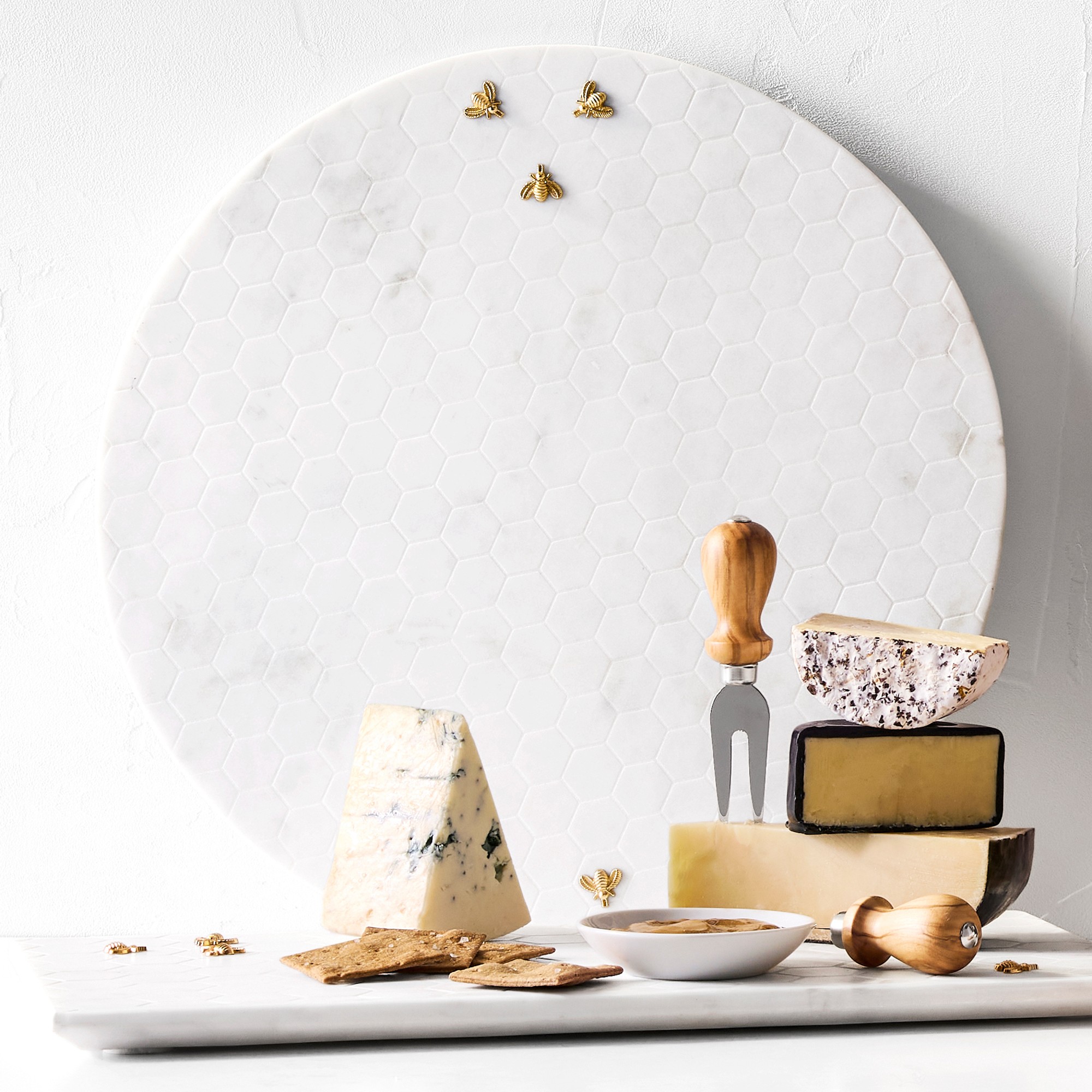 Marble Honeycomb Round Cheese Board