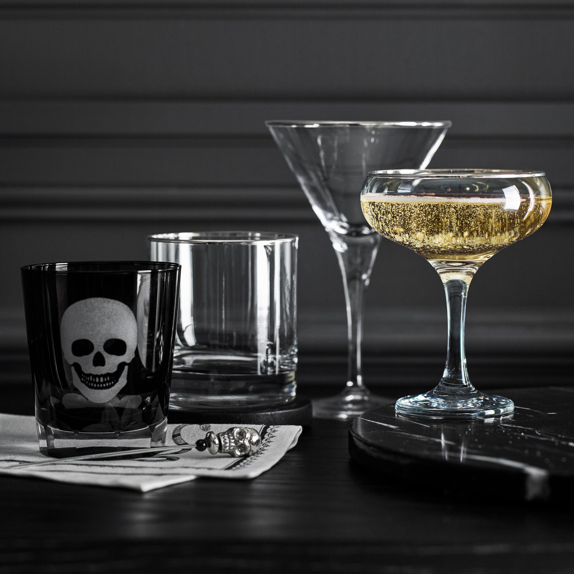 Silver Rim Double Old-Fashioned Glasses