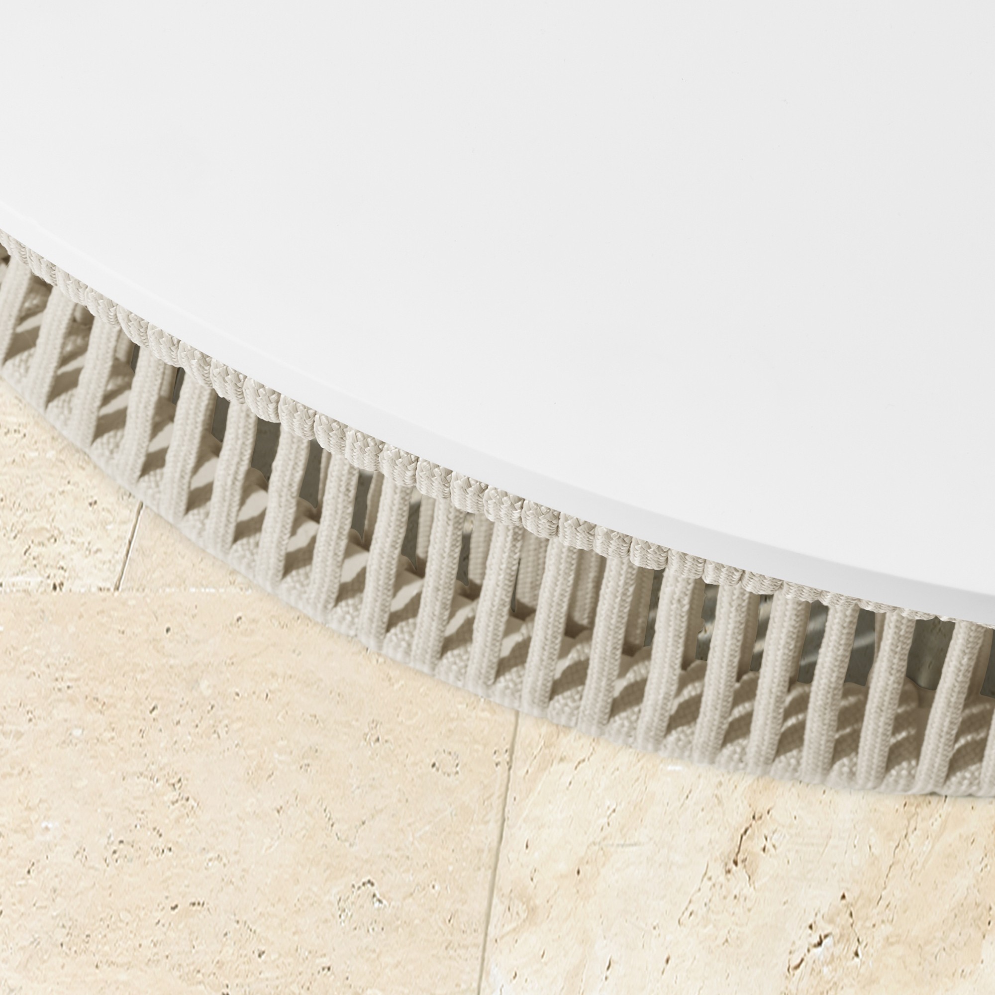 Pasadena Outdoor Fiberstone and Rope Round Coffee Table (44