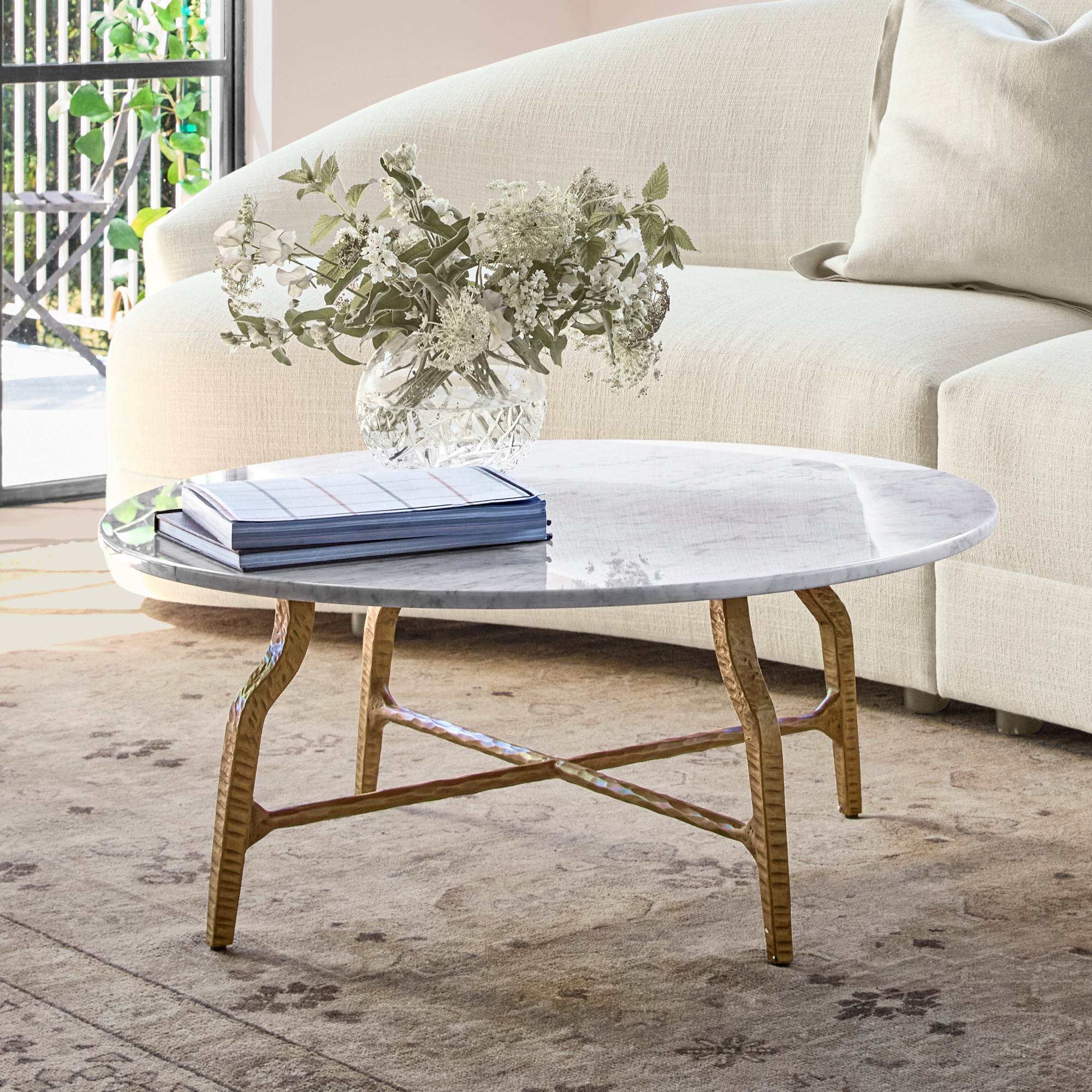 Azurra Hammered Metal Coffee Table (36