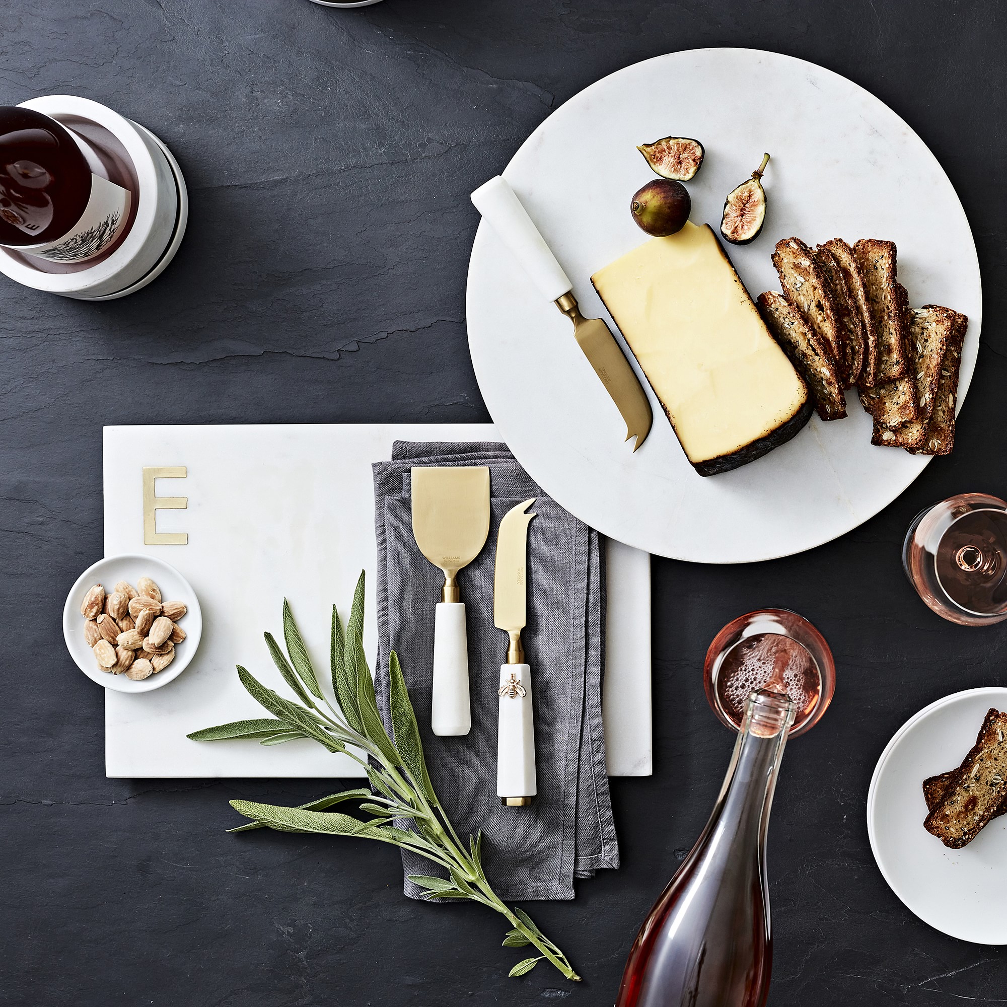 Marble & Brass Round Board