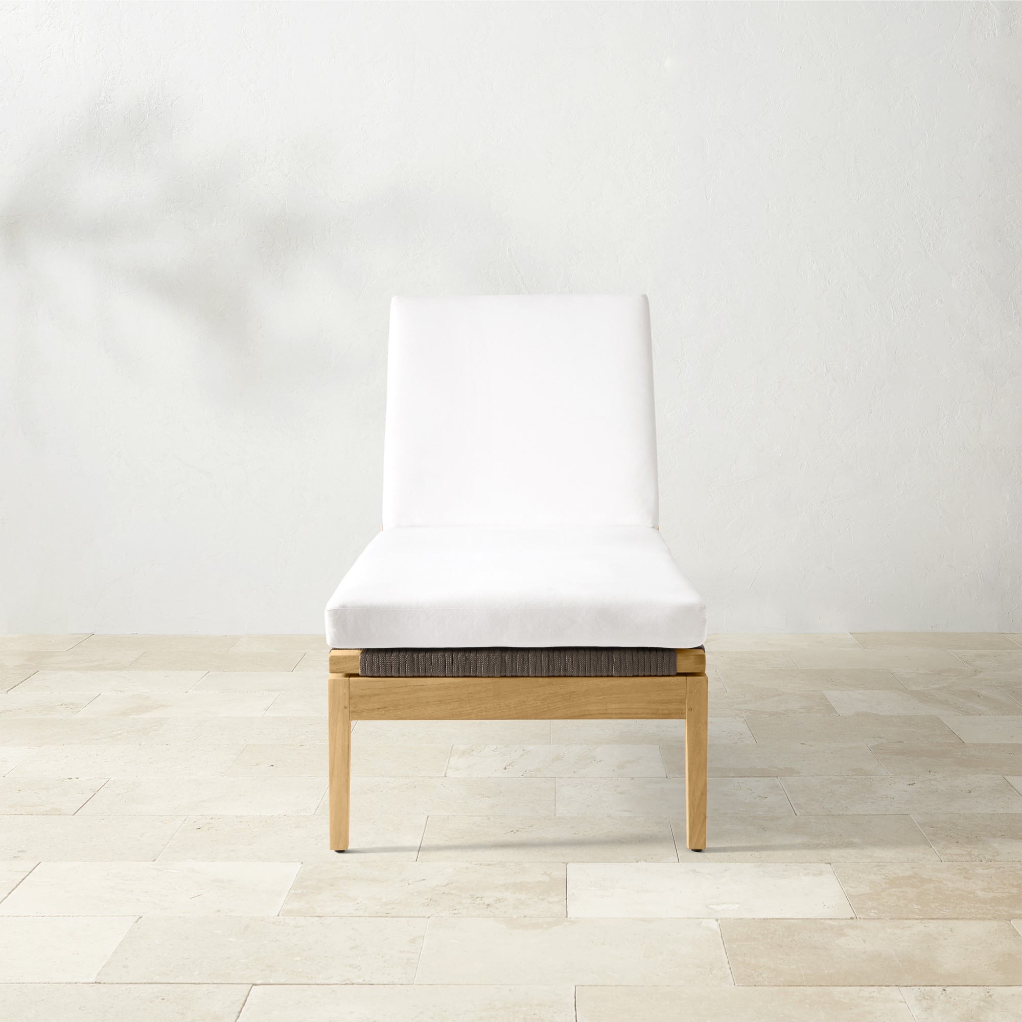 Pasadena Outdoor Teak and Brown Rope Chaise