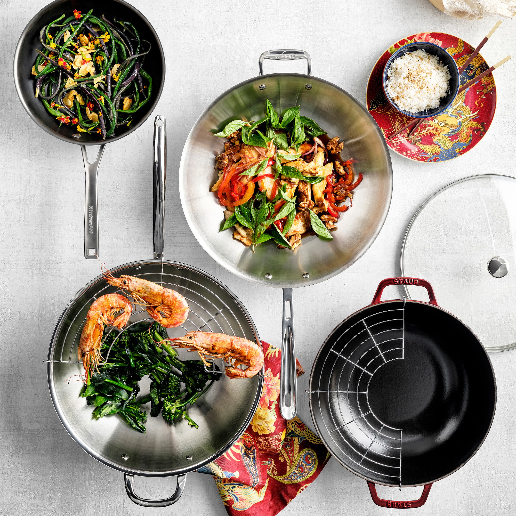 Staub Enameled Cast Iron Perfect Pan Wok, 12