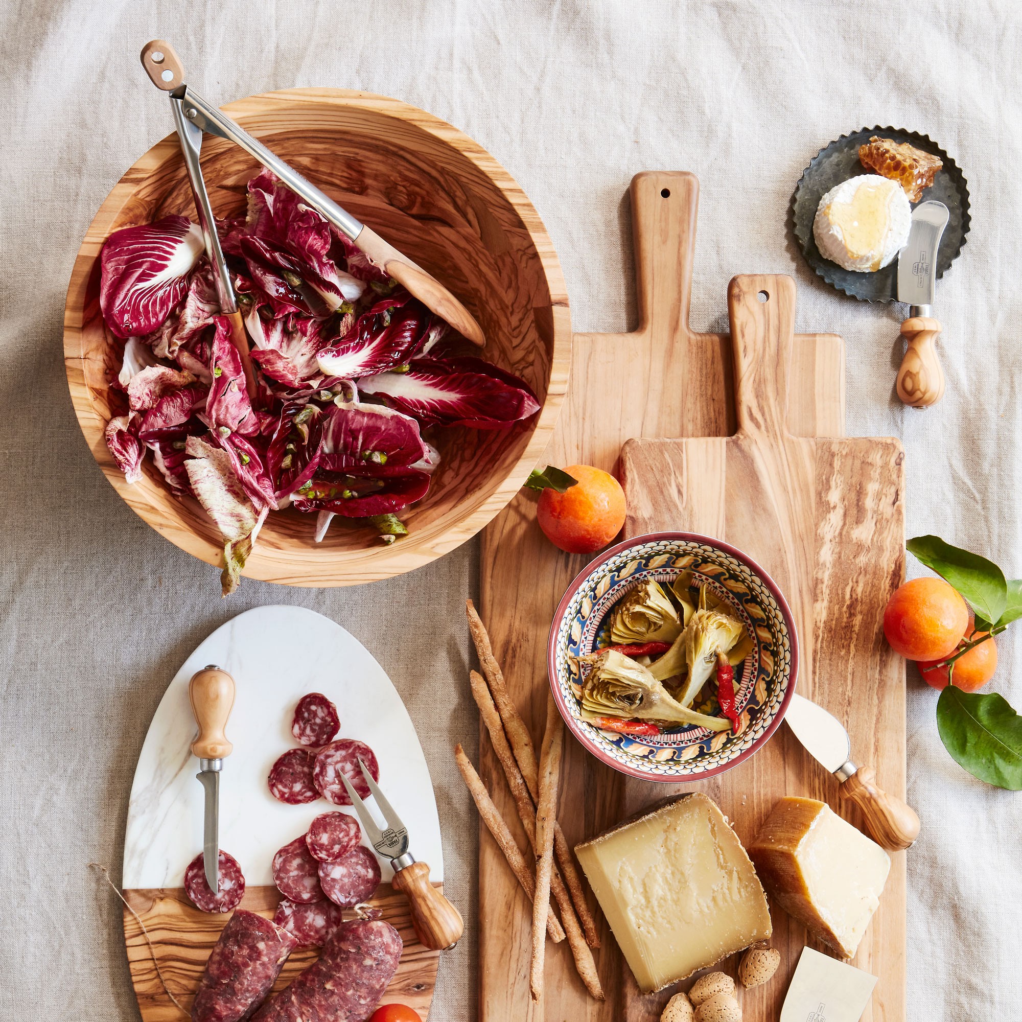 Olivewood & White Marble Oval Cheese Board