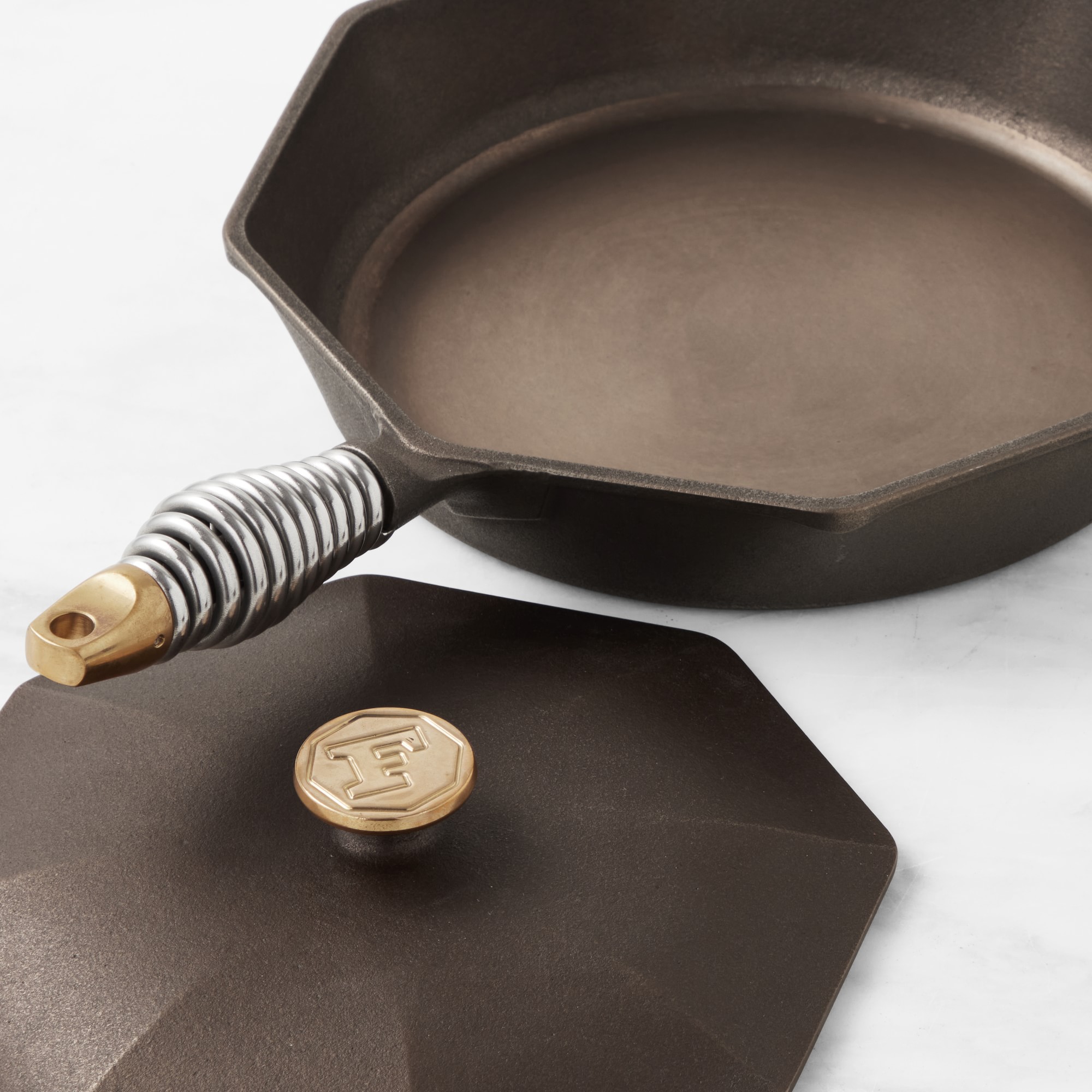 FINEX 4-Piece Seasoned Cast Iron Skillet Fry Pan Set with Lids, 10