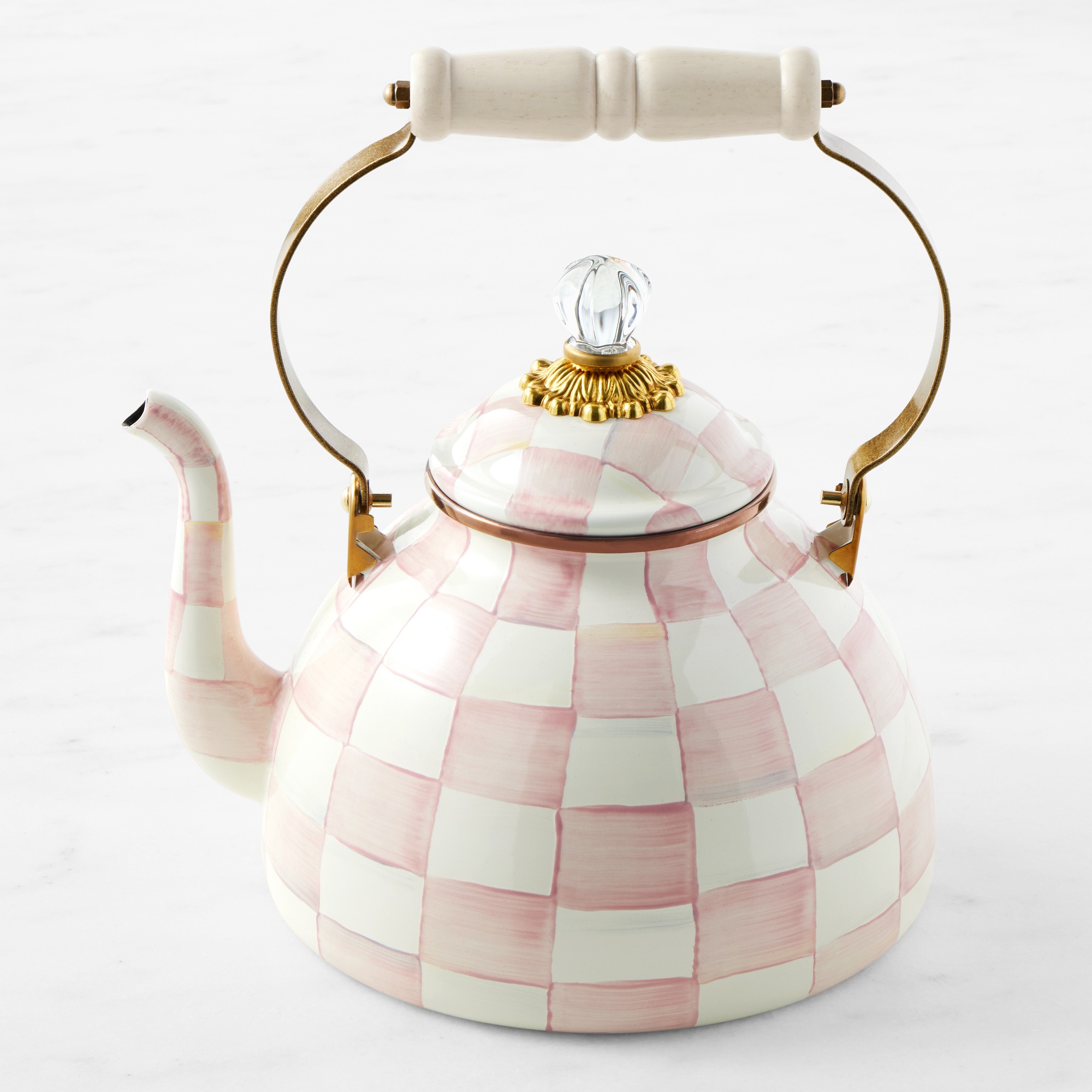 MacKenzie-Childs Rosy Check Tea Kettle