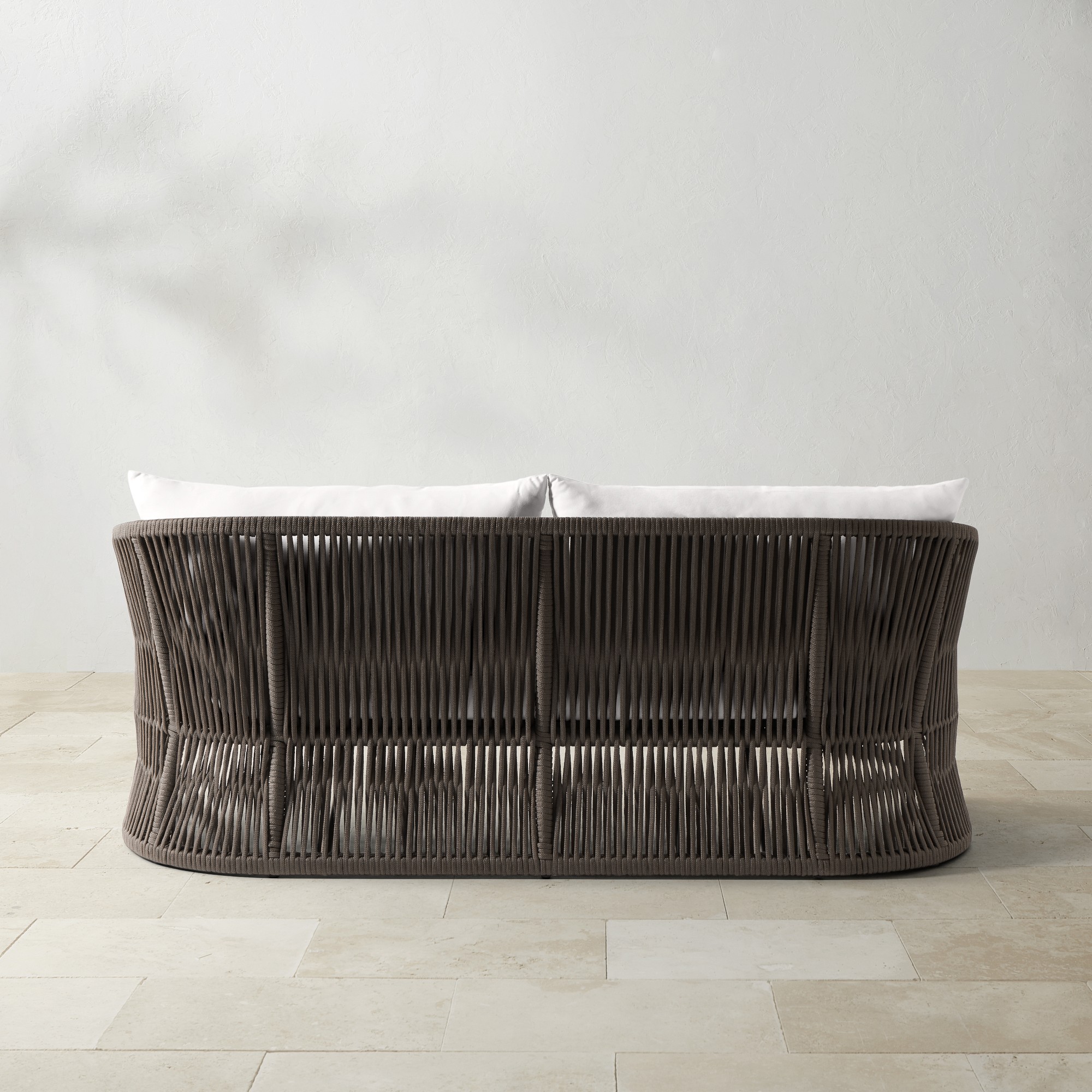 Pasadena Outdoor Teak and Brown Rope Sofa (76