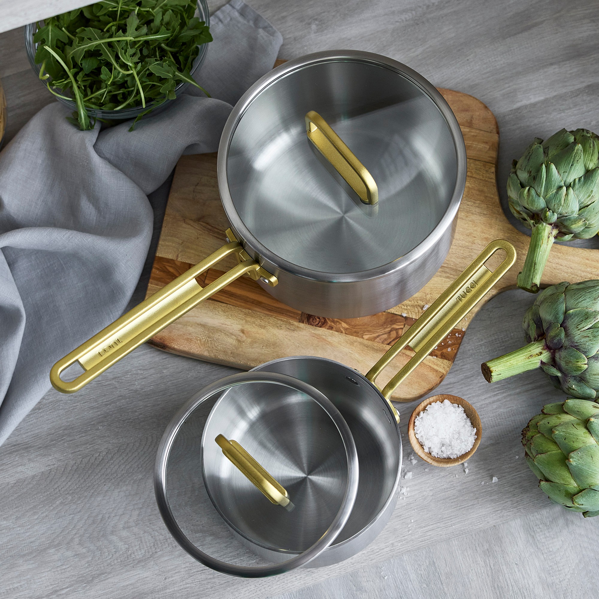 GreenPan™ Stanley Tucci™ Stainless-Steel 4-Piece Saucepan Set