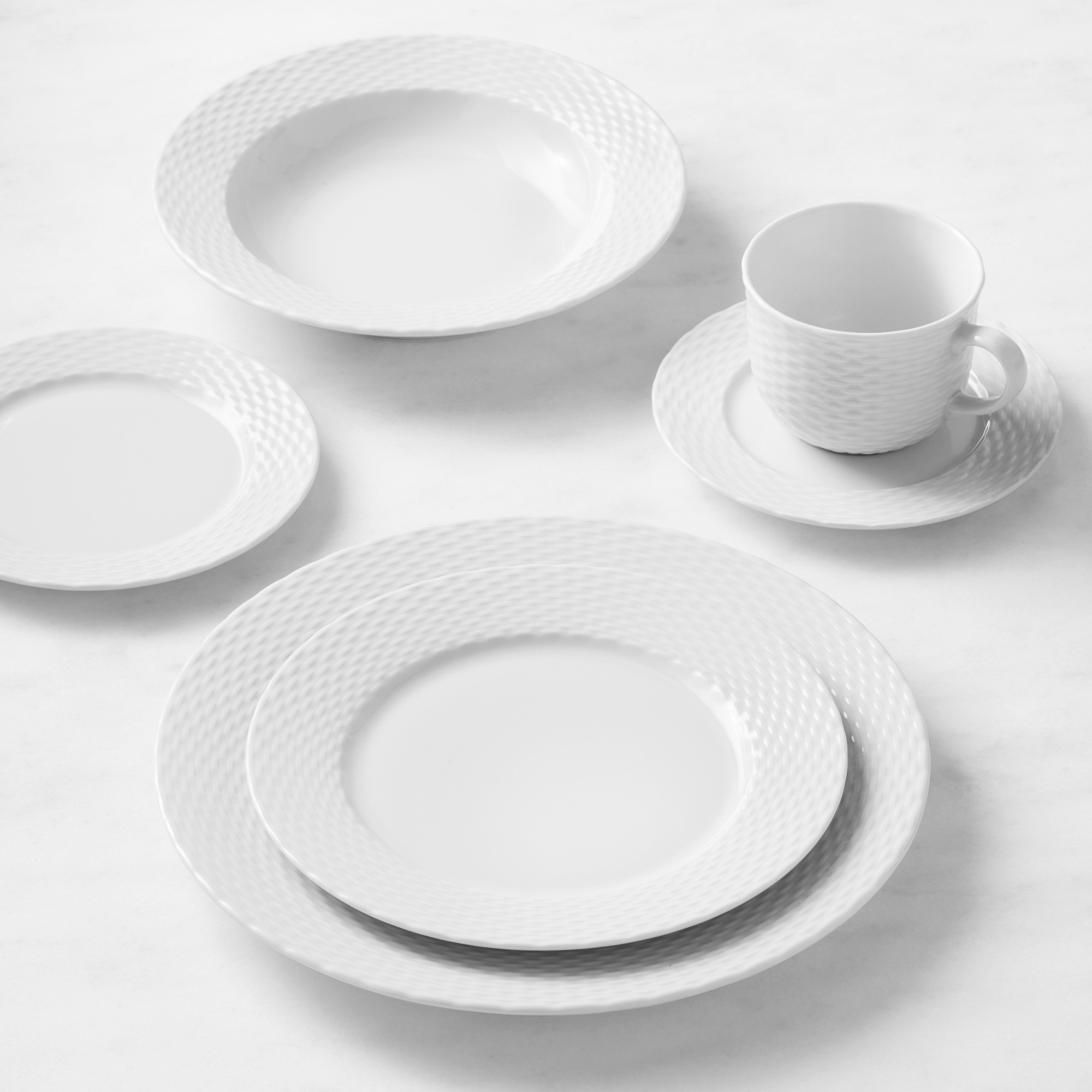 Pillivuyt Basketweave Porcelain Dinnerware Sets
